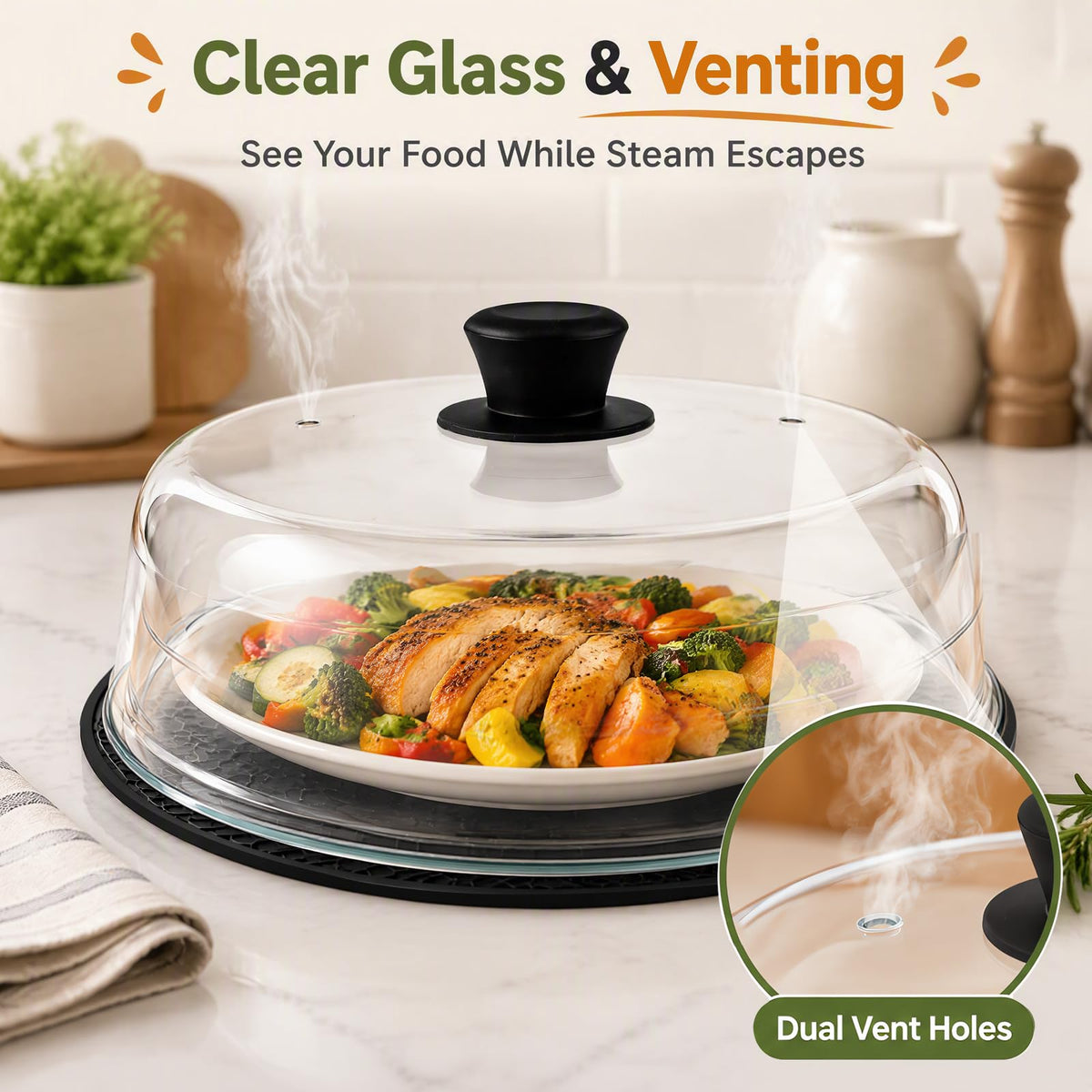 Glass Microwave Splatter Cover Set — 10.4 Inch