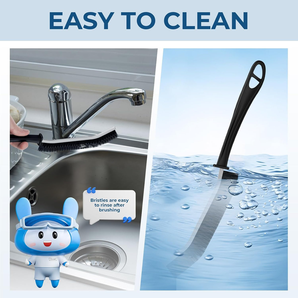 Cleangor Crevice Cleaning Brushes, Scrub Brush for Hard to Reach Small Space, Home Essentials, Cleaning Supplies, Cleaning Tools for Household Use, Bathroom, Shower, Kitchen, Window, Toilet (6, Black) — product image 6