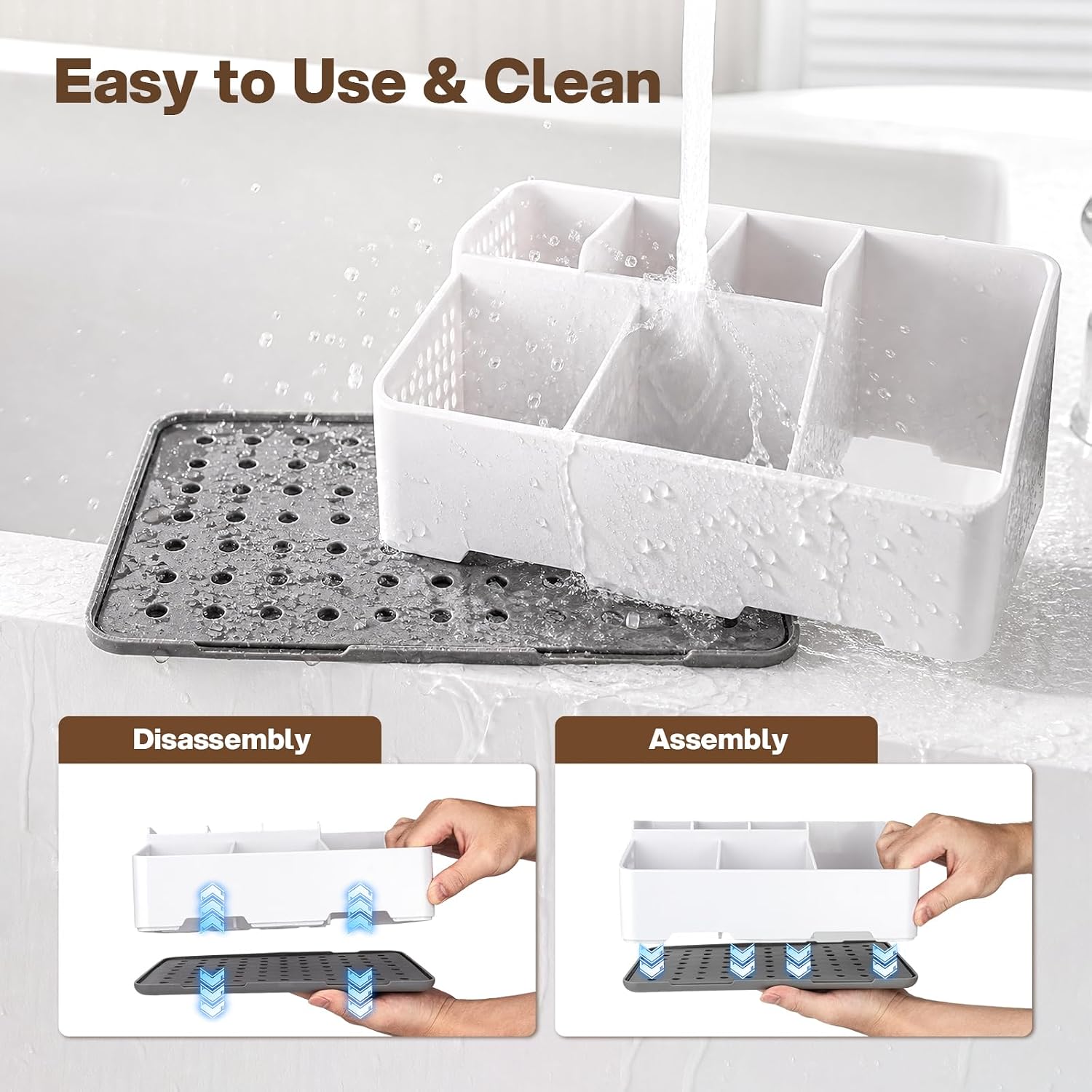 Cleangor Countertop Bathroom Organizer, Toothbrush Holder with Drainage — product image 6