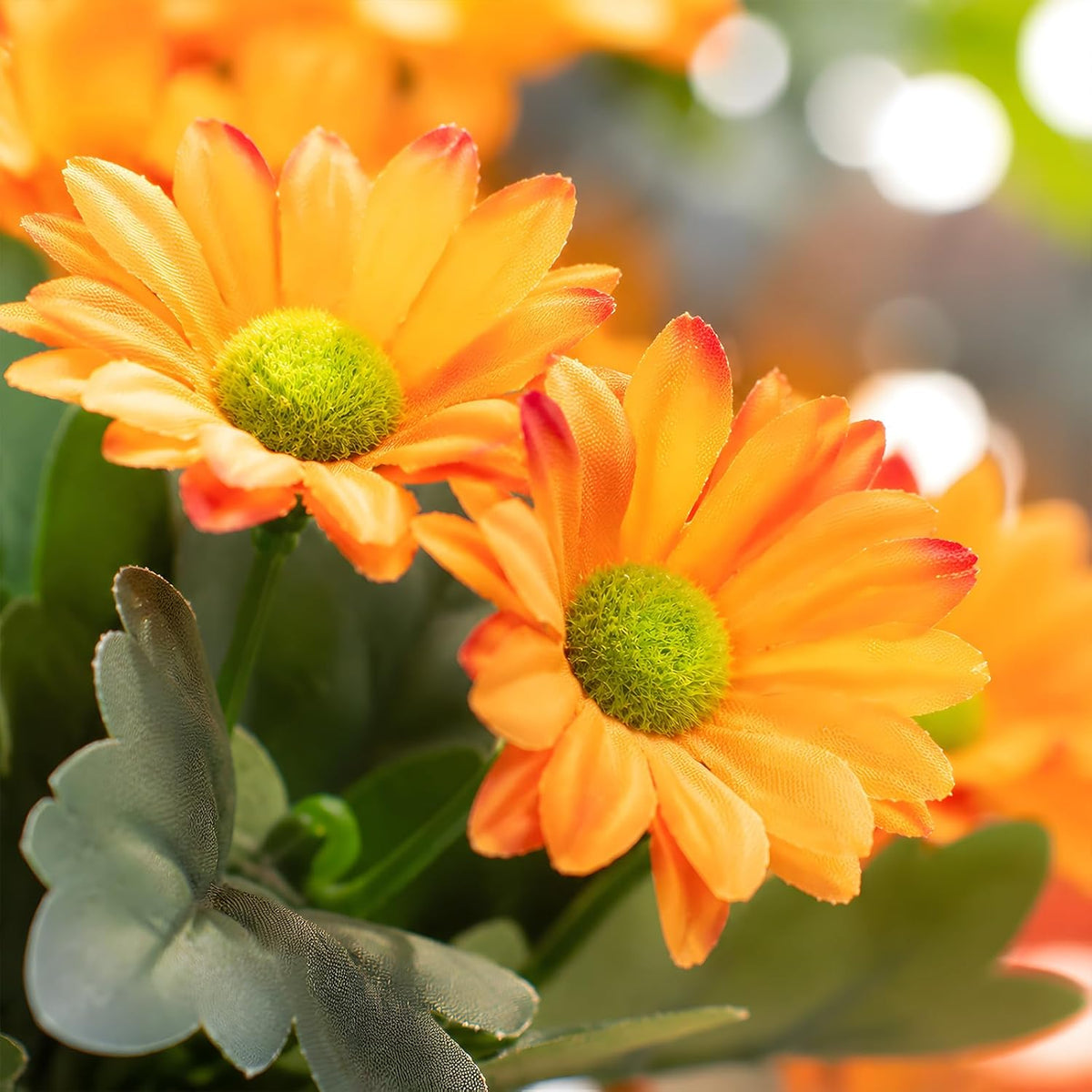 Cleangor 12 Pcs Daisy Artificial Flowers for Outdoors Decoration (Orange) — product image 4