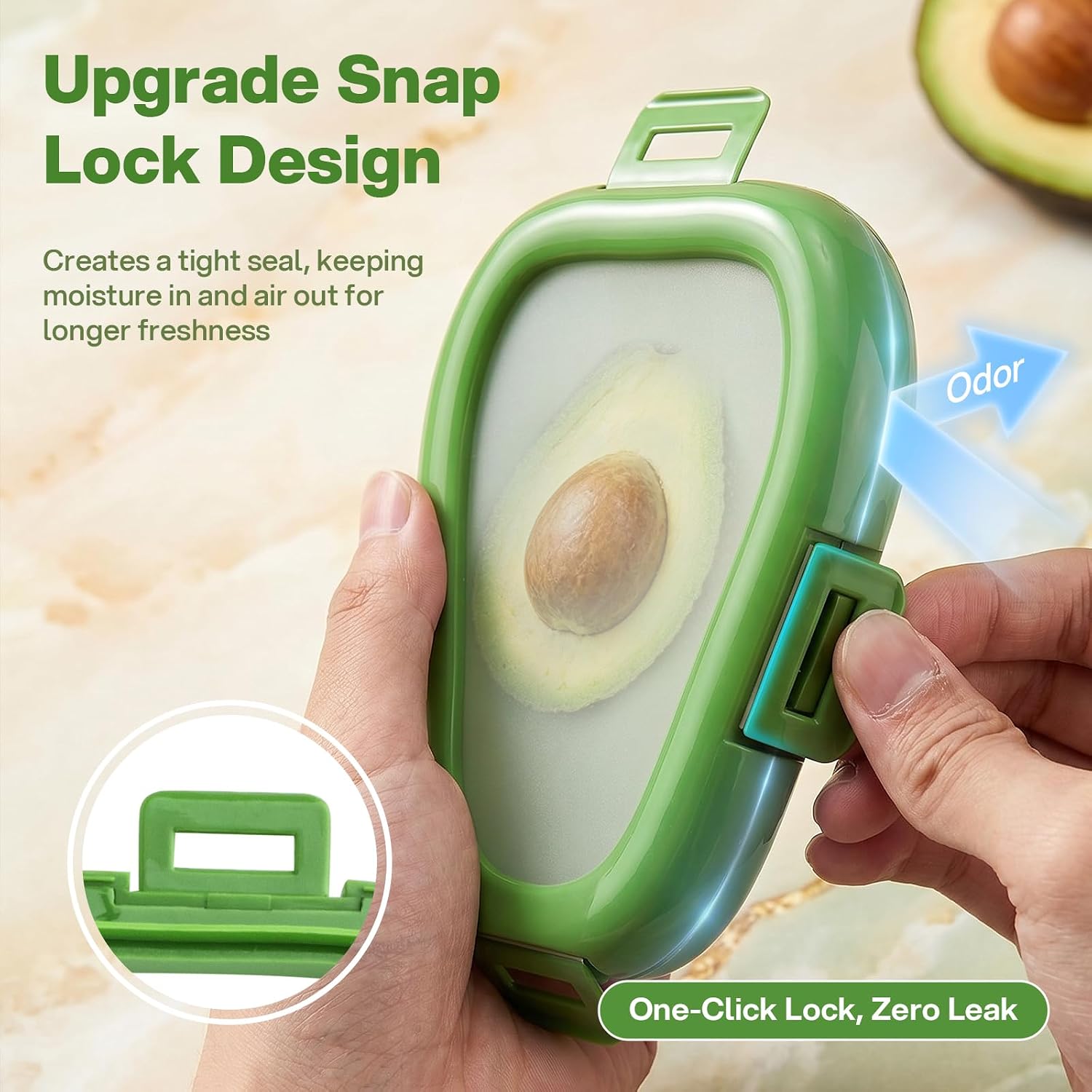 Cleangor Avocado Saver with Snap-On Lid(1, Green) — product image 4
