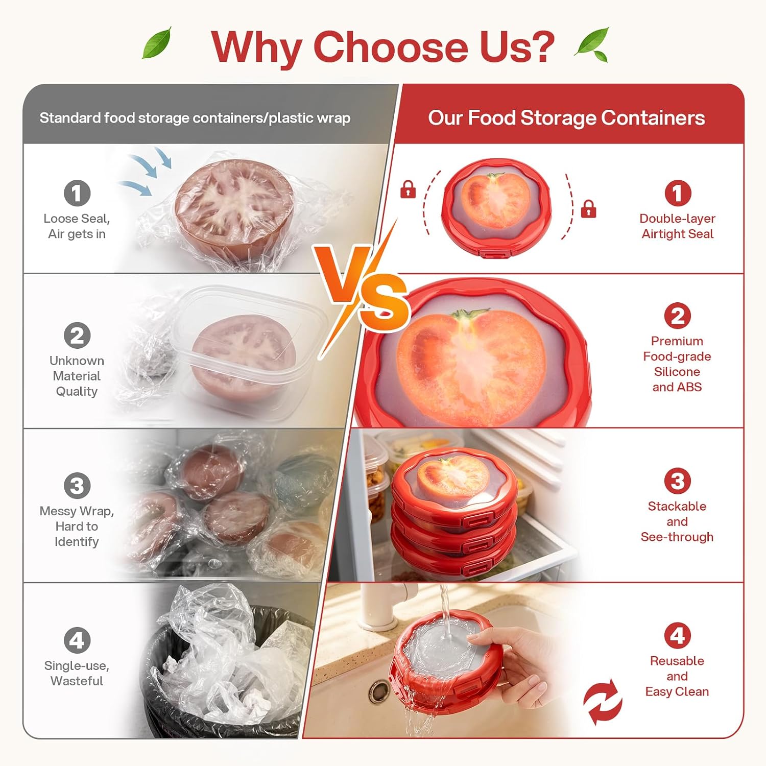 Cleangor Tomato Saver with Snap-On Lid (1, Red) — product image 6