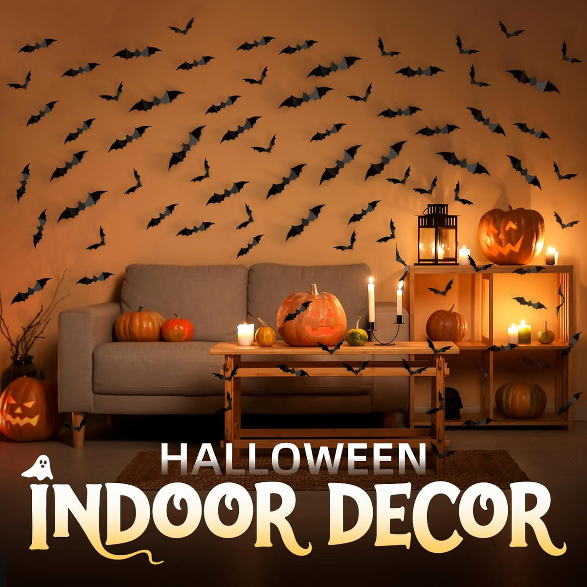 Cleangor 48Pcs Pink Bat Halloween Decor, Halloween Party Supplies Stickers — product image 2