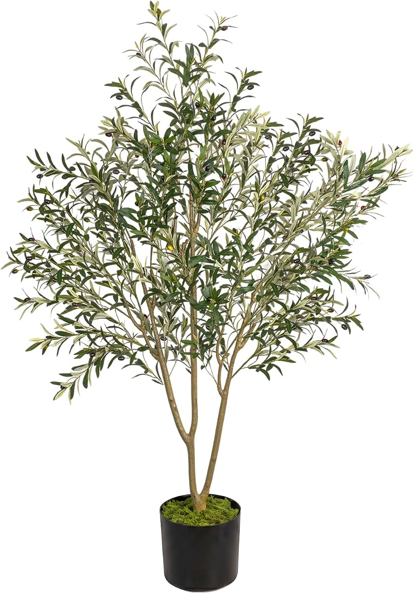 Cleangor 7FT Olive Tree Artificial Indoor with Green Moss