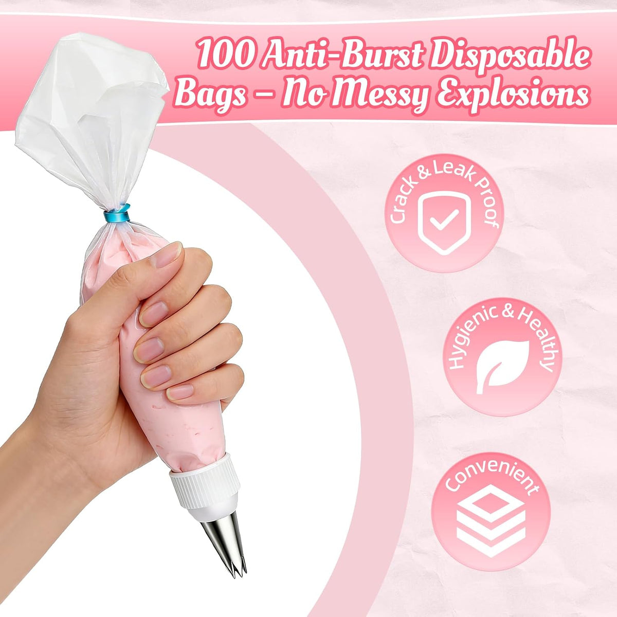 Cleangor Piping Bags and Tips Set, 16 Inch 114 Pcs Cake Decorating Kit — product image 5