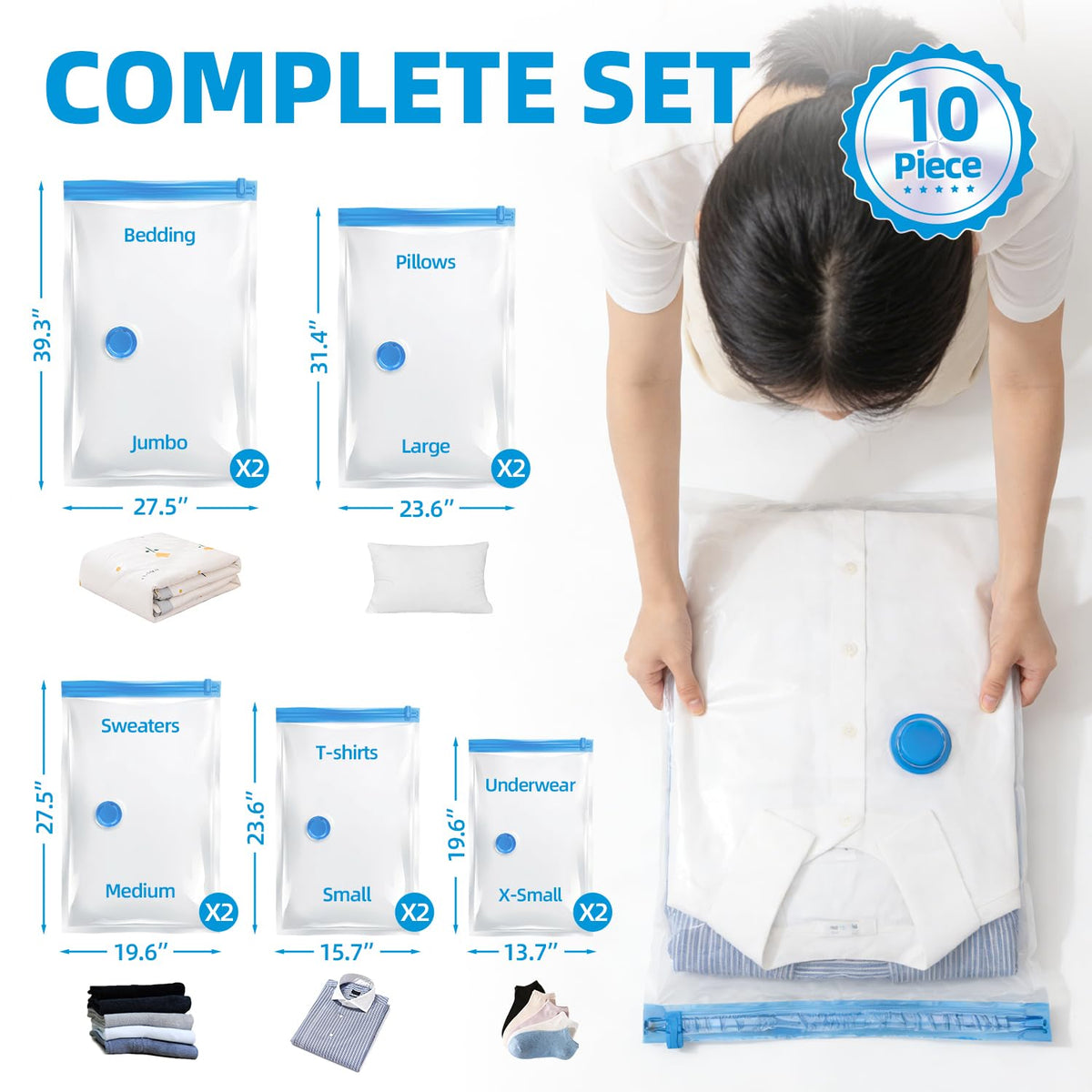 Vacuum Storage Bags with Electric Pump | CLEANGOR