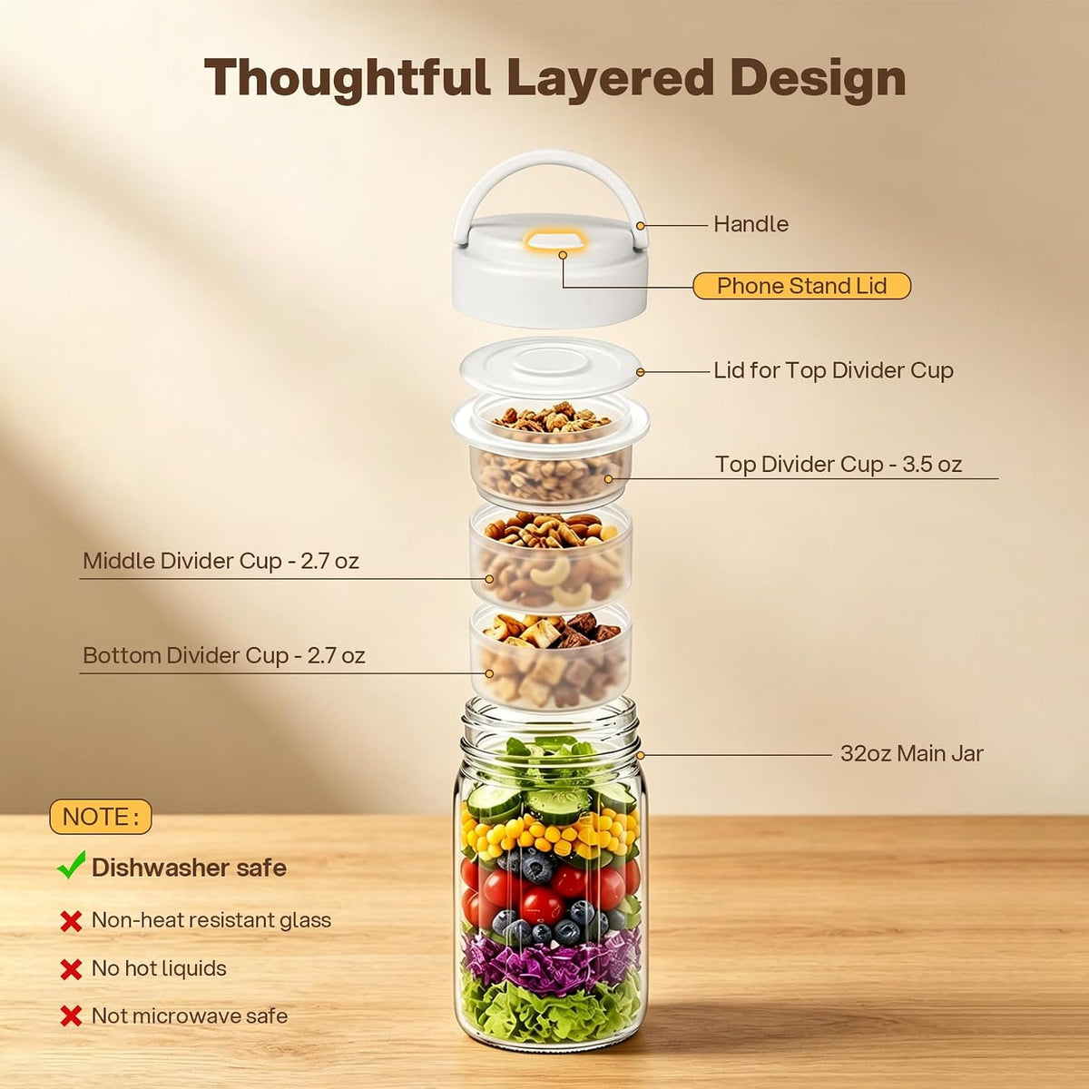 32 oz Glass Salad Jars, 4-Pack · Product photo 9