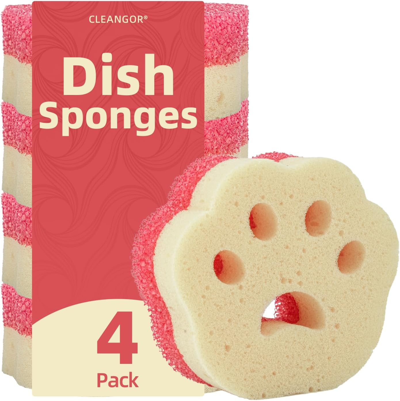 Cleangor 4pcs Scrub Sponges, Dual-Sided Temperature-Controlled Dish Sponges — product image 1