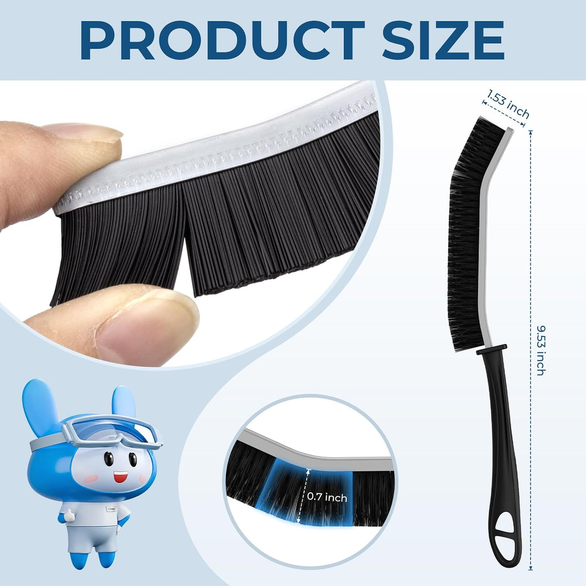 Cleangor Crevice Cleaning Brushes, Scrub Brush for Hard to Reach Small Space, Home Essentials, Cleaning Supplies, Cleaning Tools for Household Use, Bathroom, Shower, Kitchen, Window, Toilet (6, Black) — product image 2