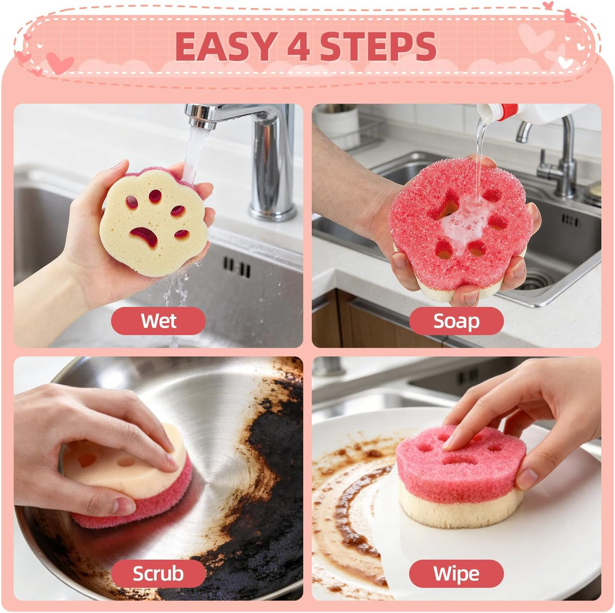 Dual-Sided Cat Paw Scrub Sponges · Product photo 8