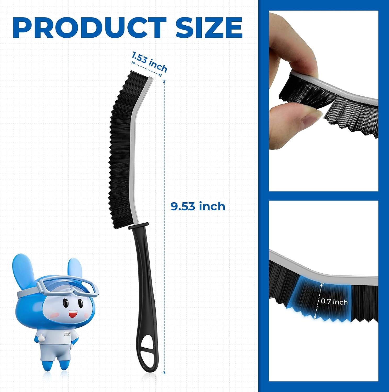 Cleangor Crevice Cleaning Brushes, Serrated Cleaner Scrub Brush Tool for Hard to Reach Tight Space, Home Essentials, Cleaning Supplies for Shower, Bathroom, Kitchen, Toilet, Window (3, Black) — product image 2