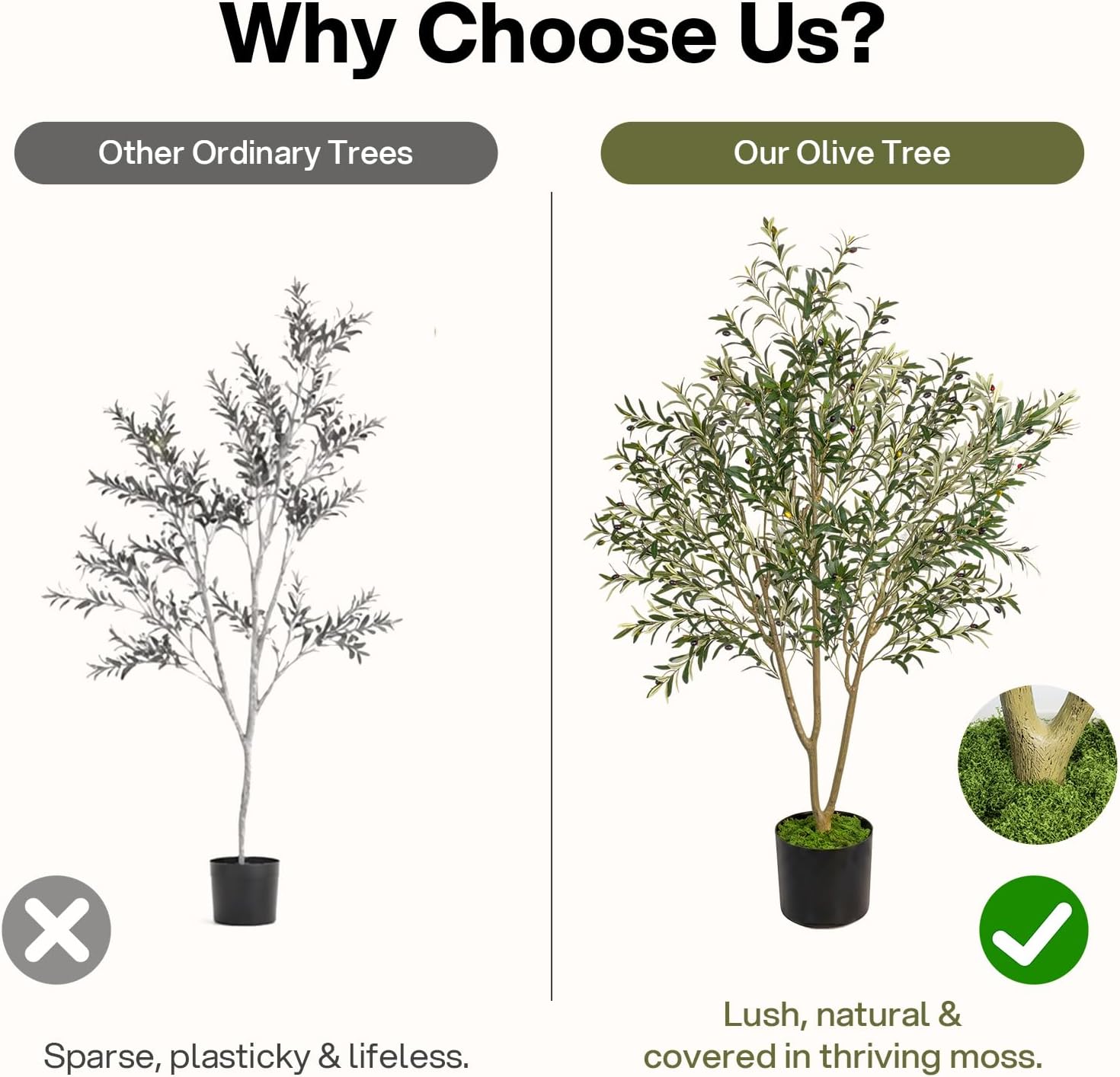 Cleangor 7FT Olive Tree Artificial Indoor with Green Moss — product image 5