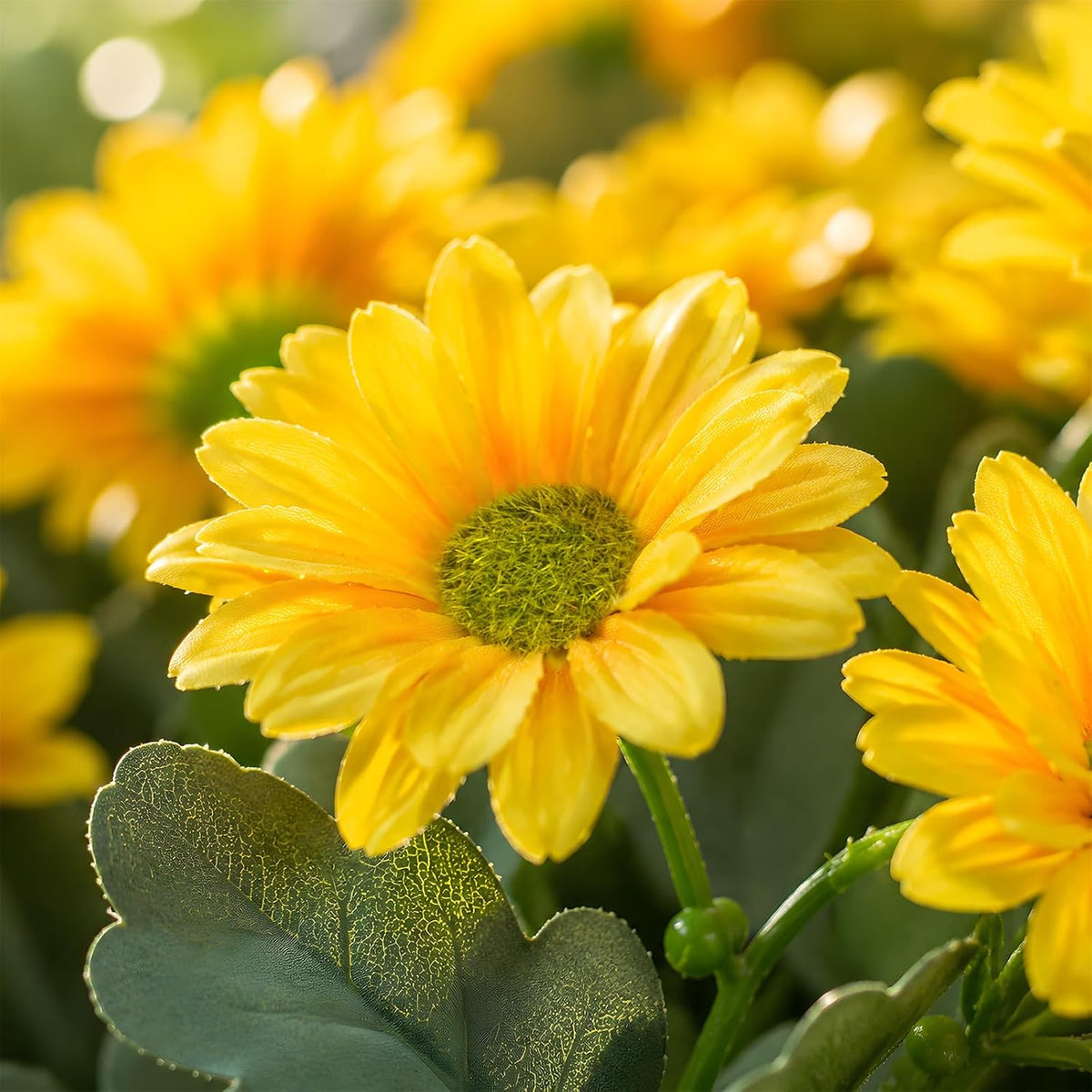 Cleangor 12 Pcs Daisy Artificial Flowers for Outdoors Decoration (Yellow) — product image 4