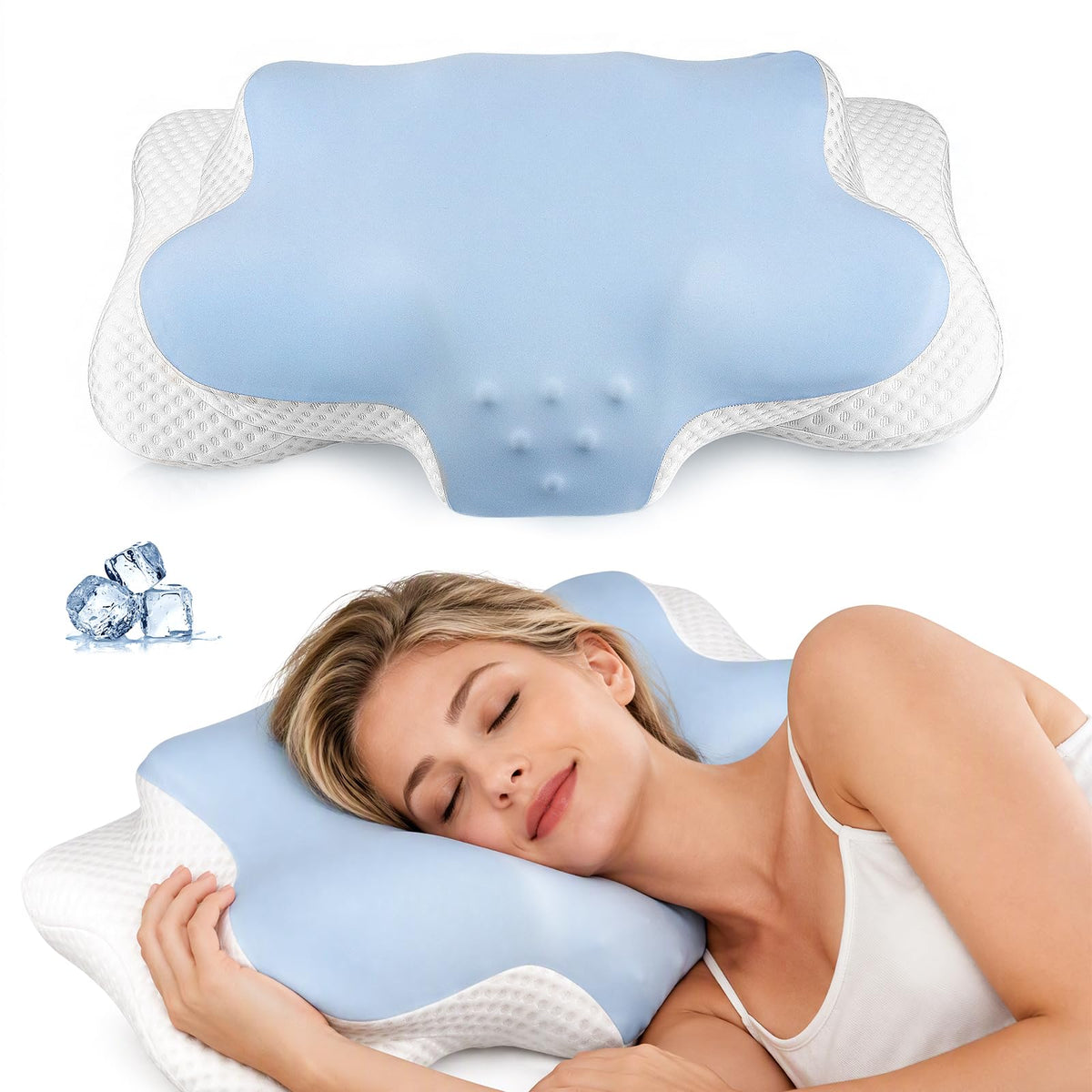 Cervical Pillow Ergonomic Memory Foam for Neck Pain Side Sleeper · Dual Height