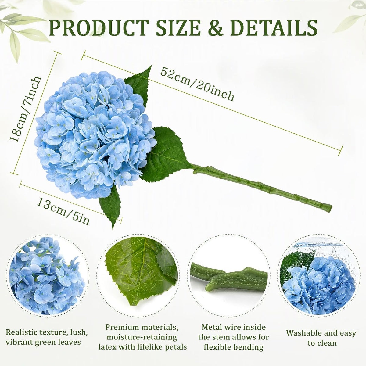 Artificial Latex Hydrangea Stems, 4-Pack · Product photo 3