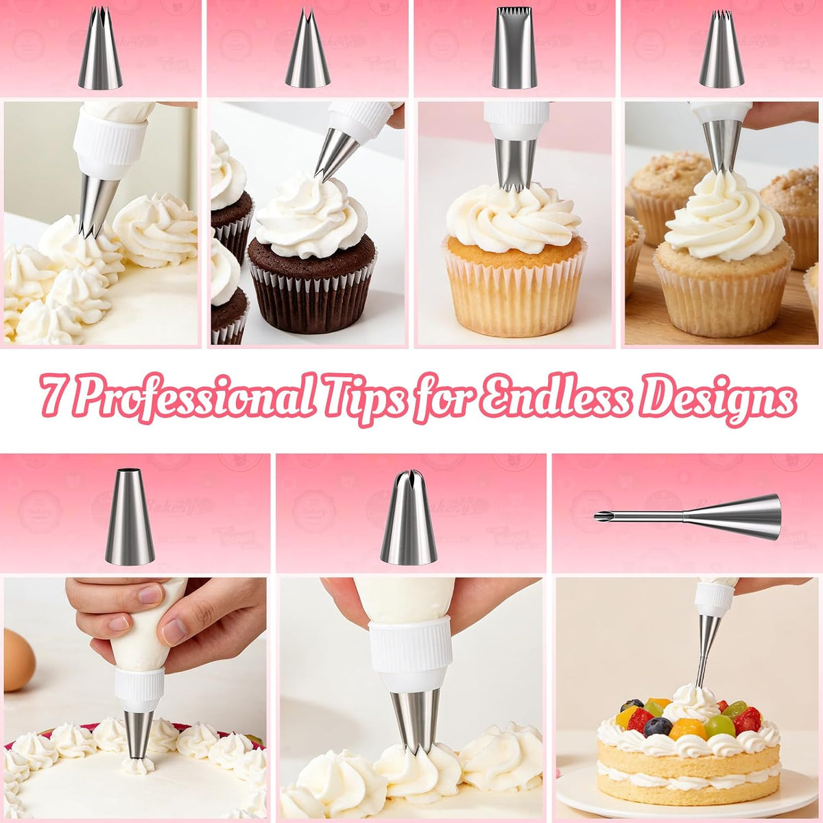 Cleangor Piping Bags and Tips Set, 16 Inch 114 Pcs Cake Decorating Kit — product image 3