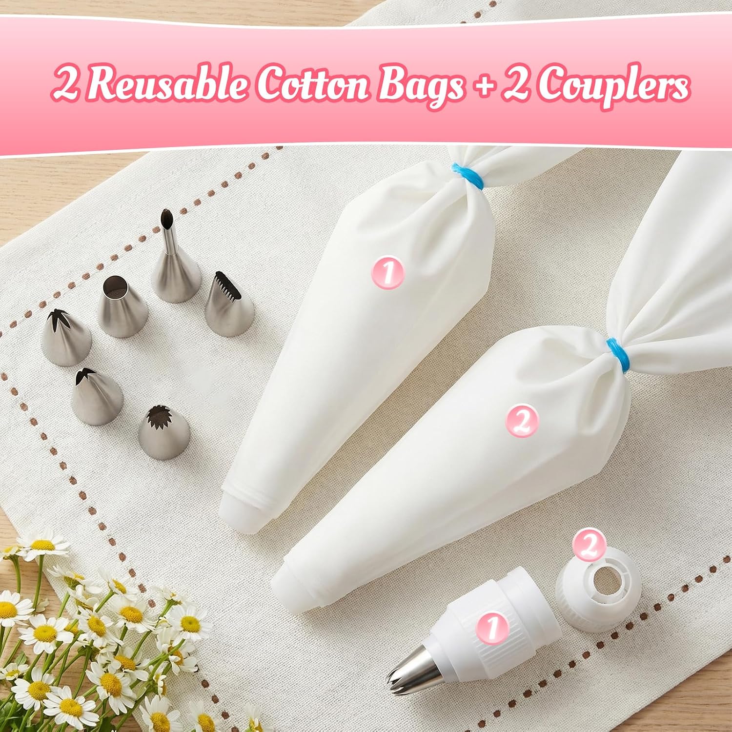 Cleangor Piping Bags and Tips Set, 16 Inch 114 Pcs Cake Decorating Kit — product image 4