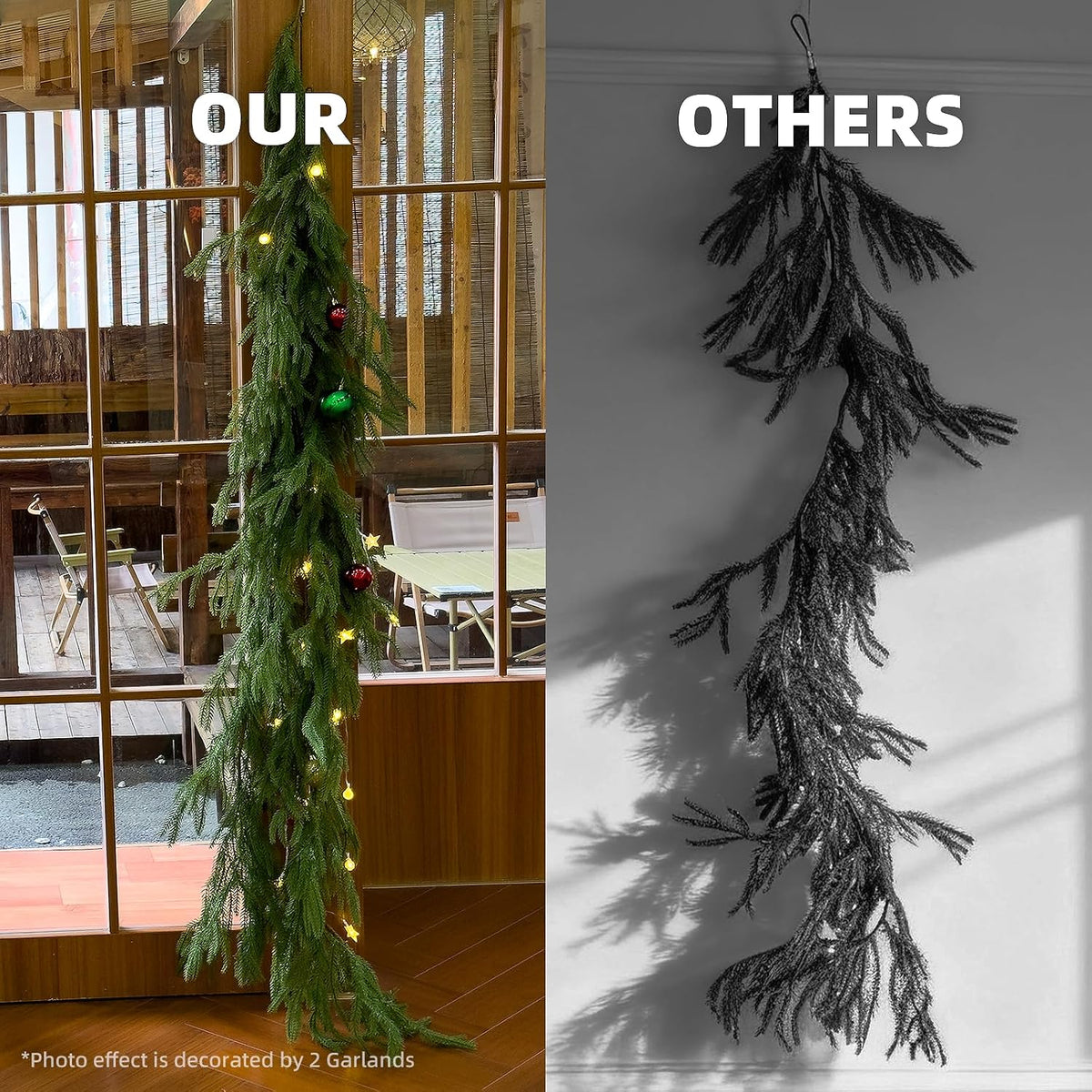 Cleangor 2Pcs 6FT Norfolk Pine Garlands for Christmas Decorations Indoor — product image 3