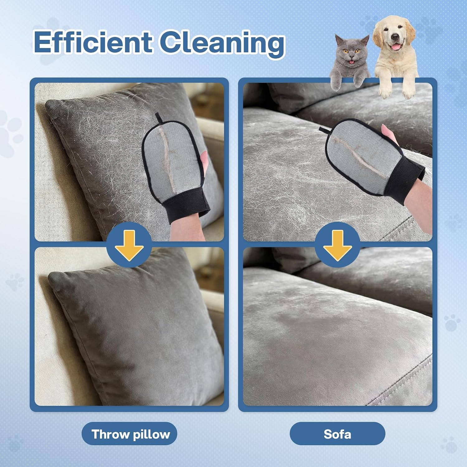 Cleangor 2 Pack Electrostatic Pet Hair Removal Grooming Gloves — product image 5