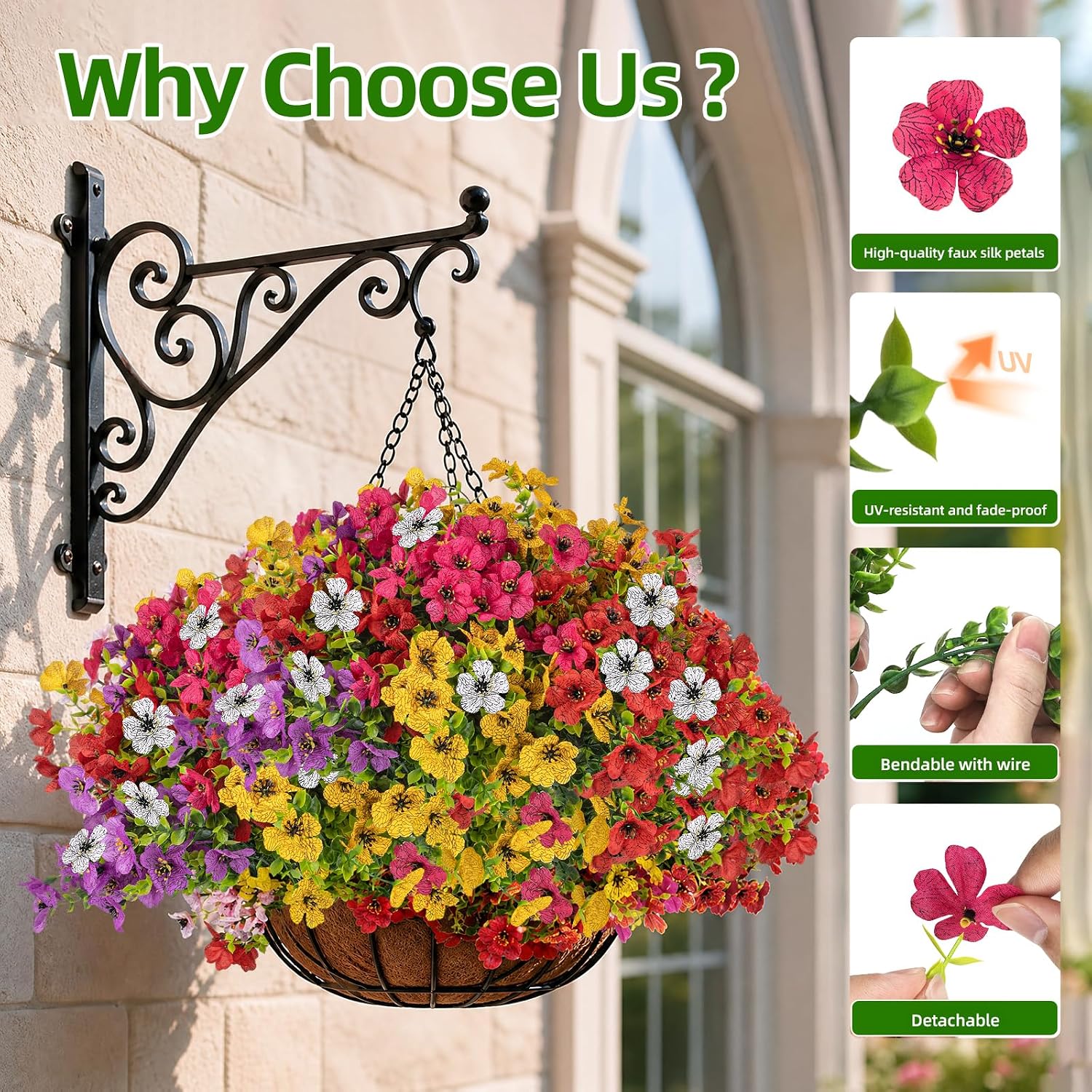 Cleangor 12 Pcs Artificial Flowers for Outdoors (6 Color) — product image 4