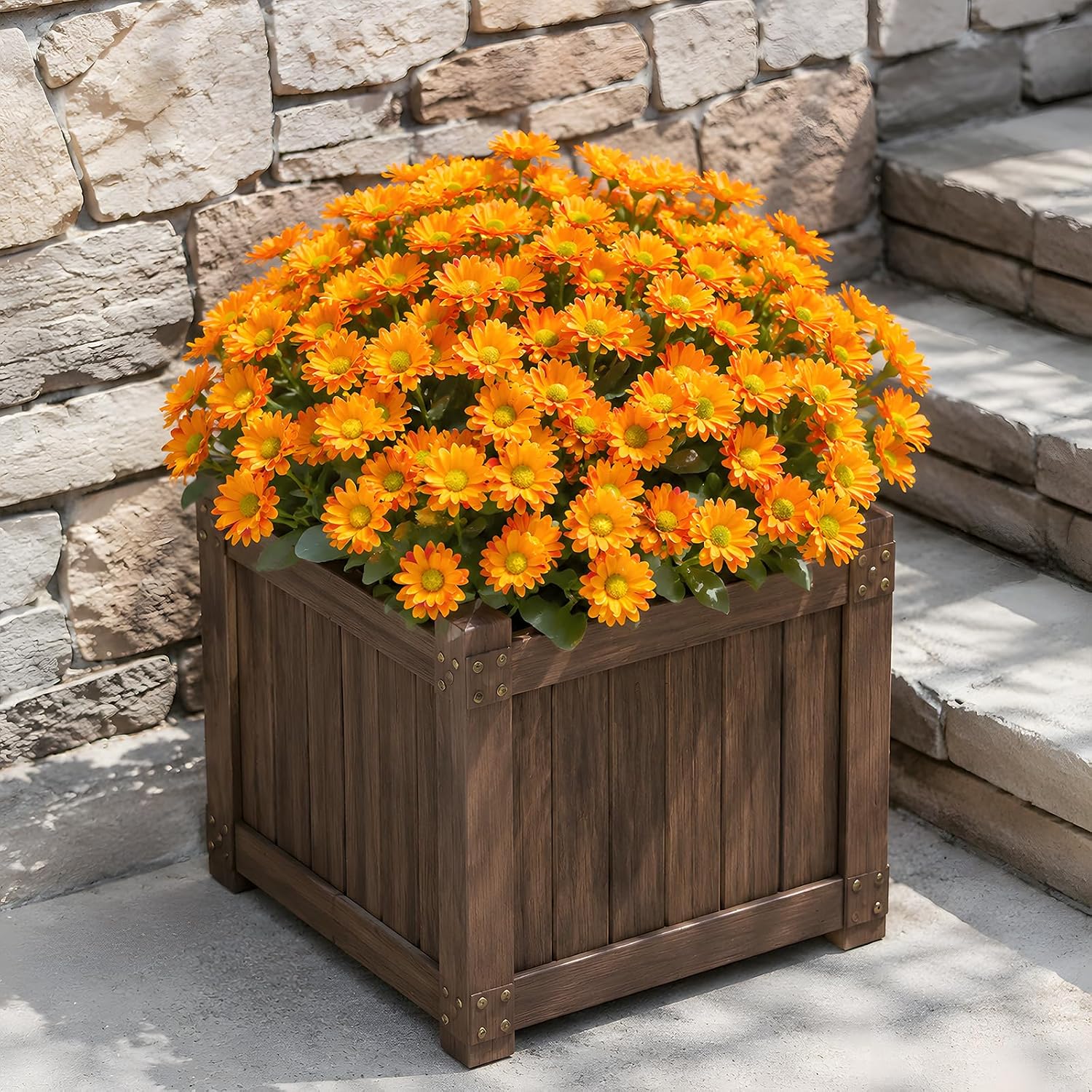 Cleangor 12 Pcs Daisy Artificial Flowers for Outdoors Decoration (Orange) — product image 6