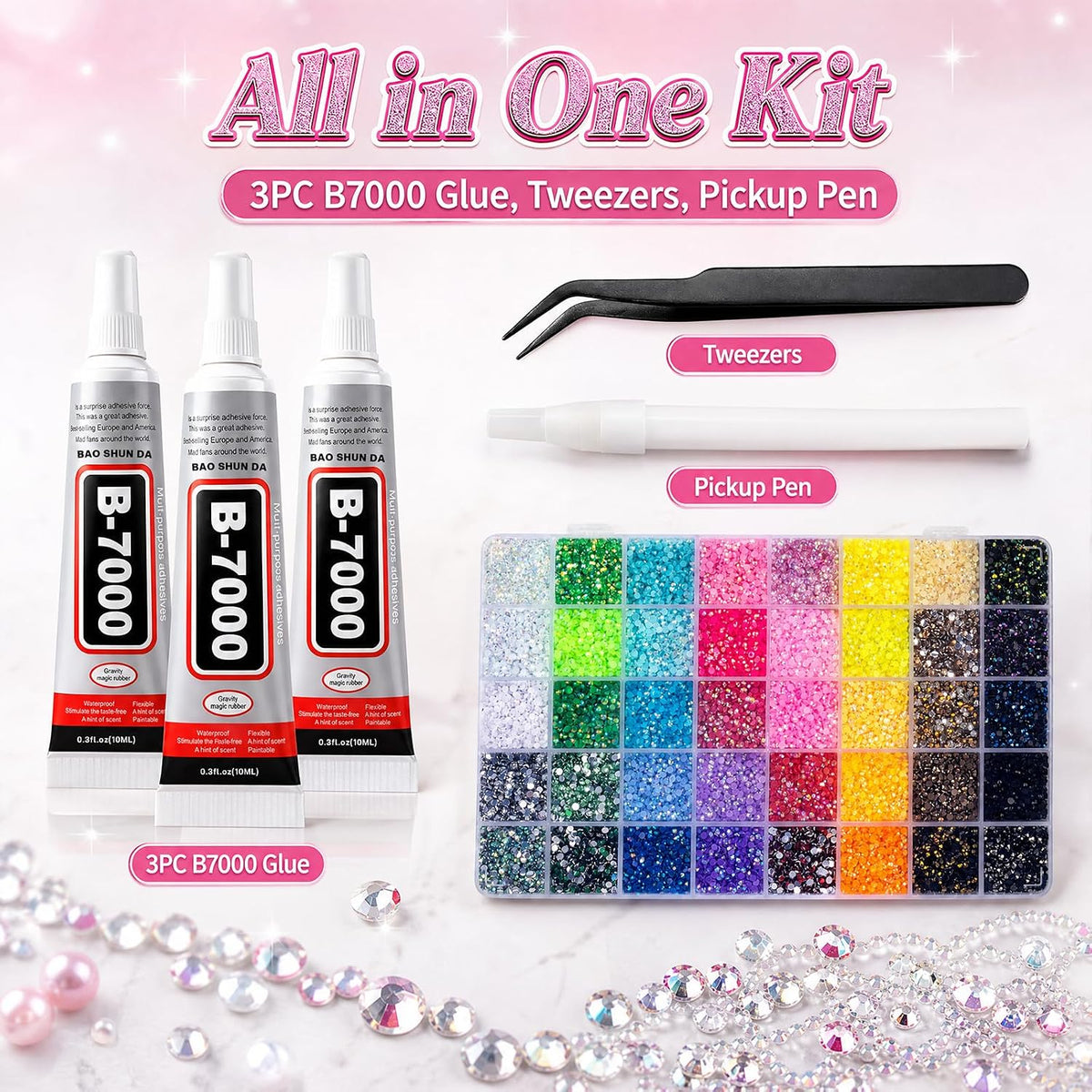 Cleangor 28 Colors Jelly Rhinestones Bedazzling Kit, 28000Pcs 3mm Flatback — product image 2