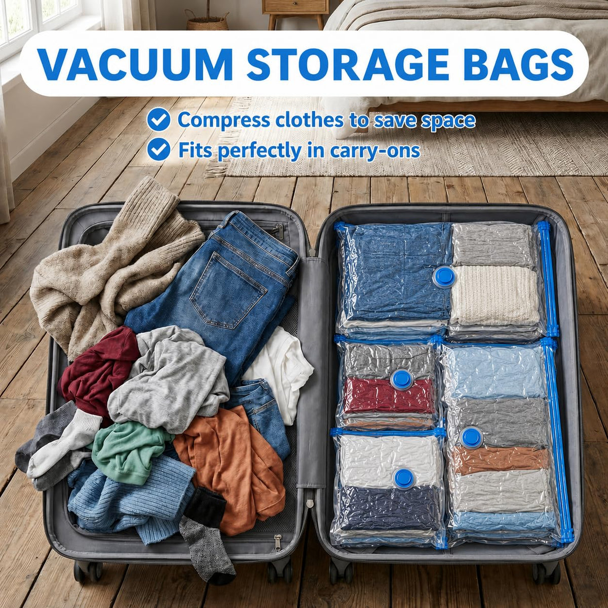 Vacuum Storage Bags with Electric Pump | CLEANGOR