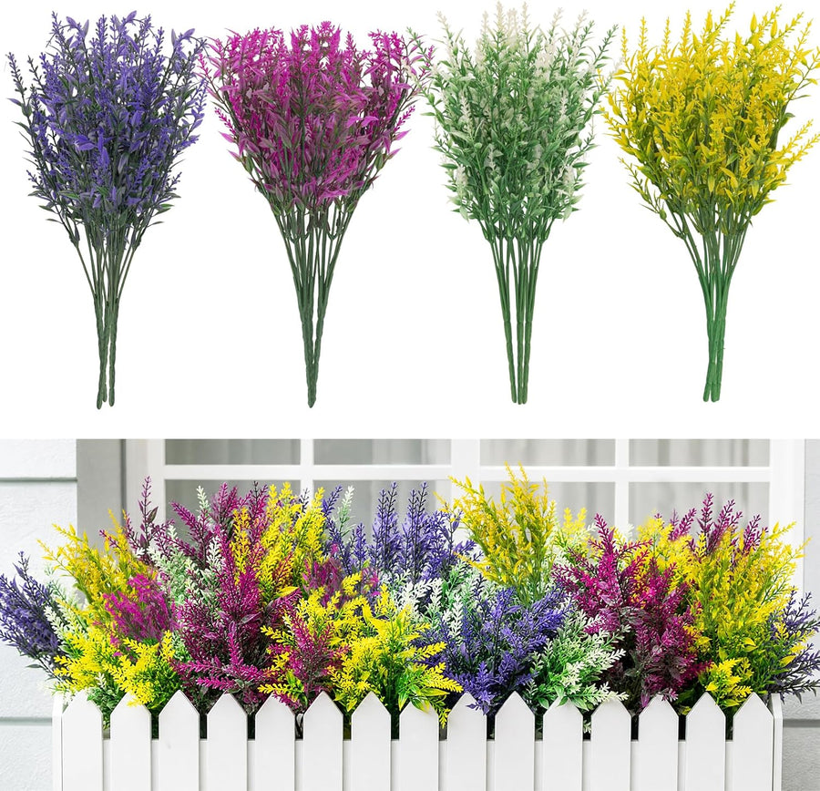 Cleangor 16 Pcs Artificial Lavender Flowers for Outdoors (4 Color) — product image 1