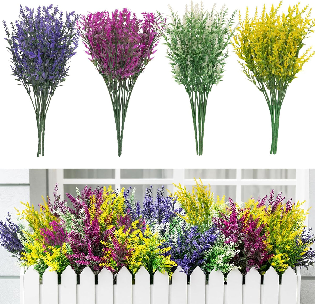 Cleangor 8 Pcs Artificial Lavender Flowers for Outdoors (4 Color) — product image 1