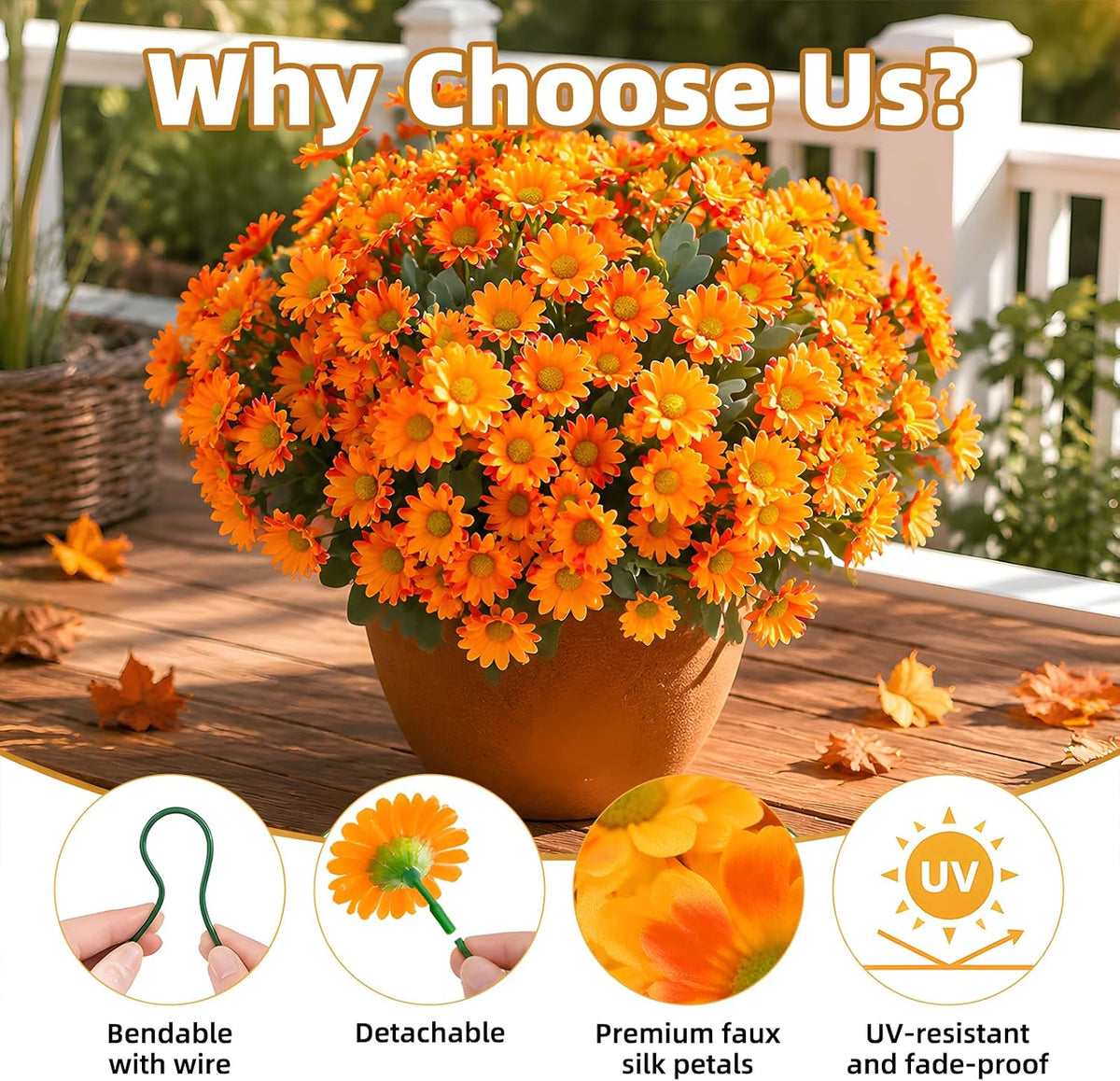 Orange Artificial Daisies, 12-Pack · Product photo 5
