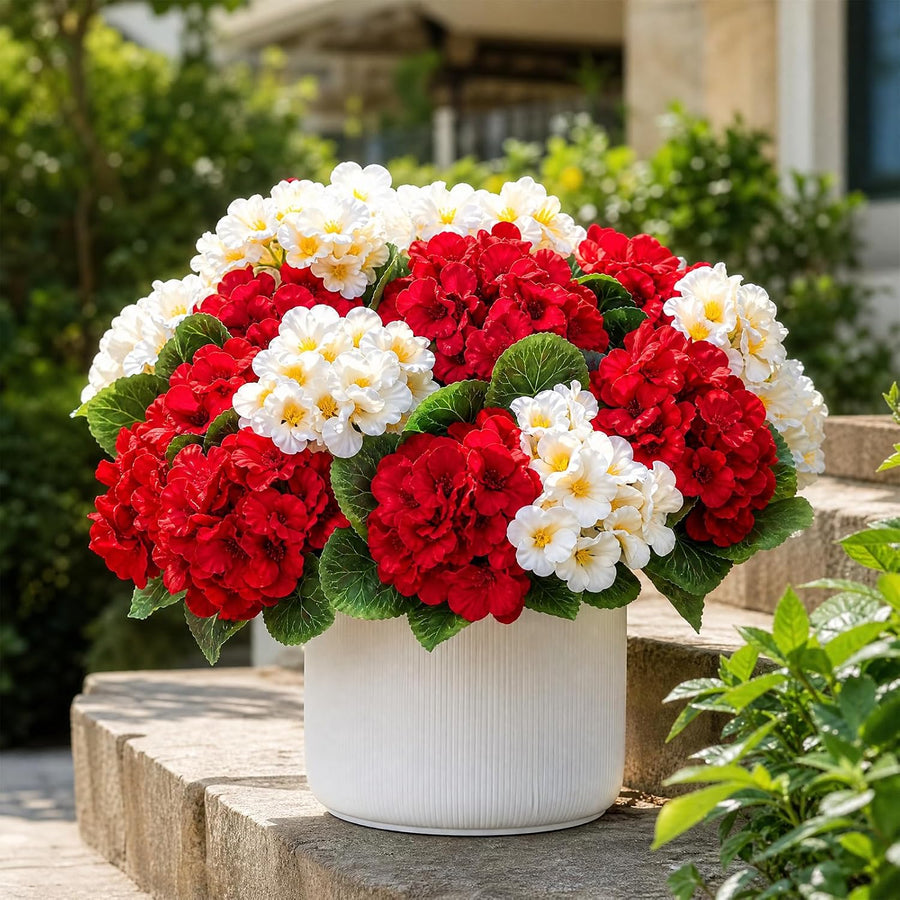 Cleangor 12 Pcs Artificial Geraniums Flowers for Outdoor (2 Color) — product image 1