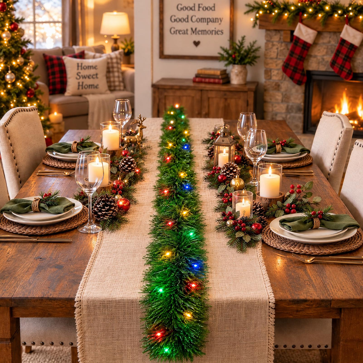 Pre-Lit Christmas Garland — 15 FT, 50 Multicolor LEDs