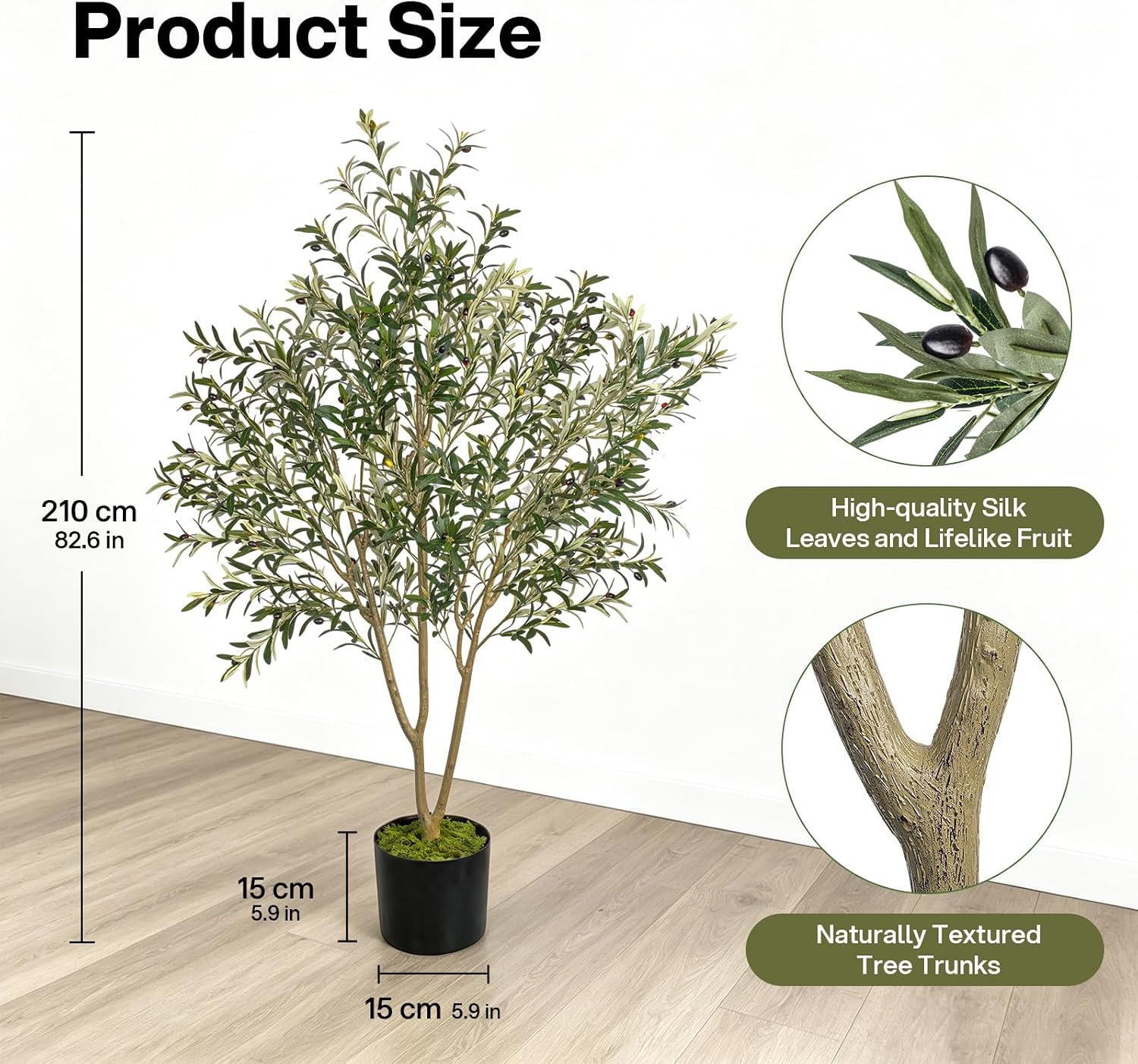 Cleangor 7FT Olive Tree Artificial Indoor with Green Moss — product image 2