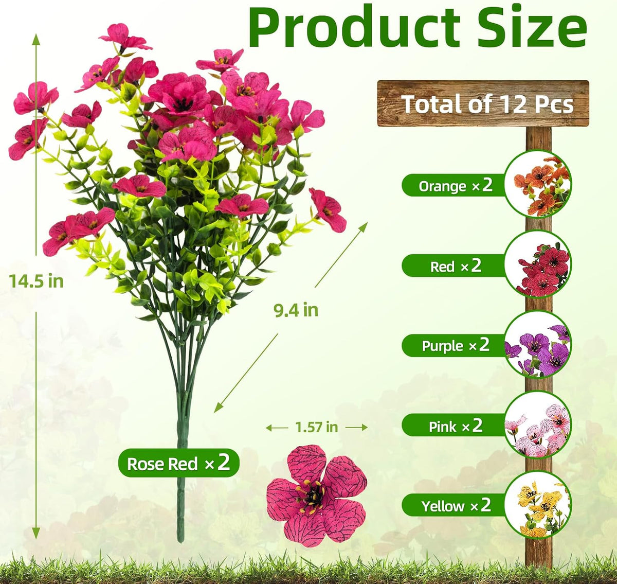 Cleangor 12 Pcs Artificial Daisy Flowers for Outdoors (6 Color) — product image 2