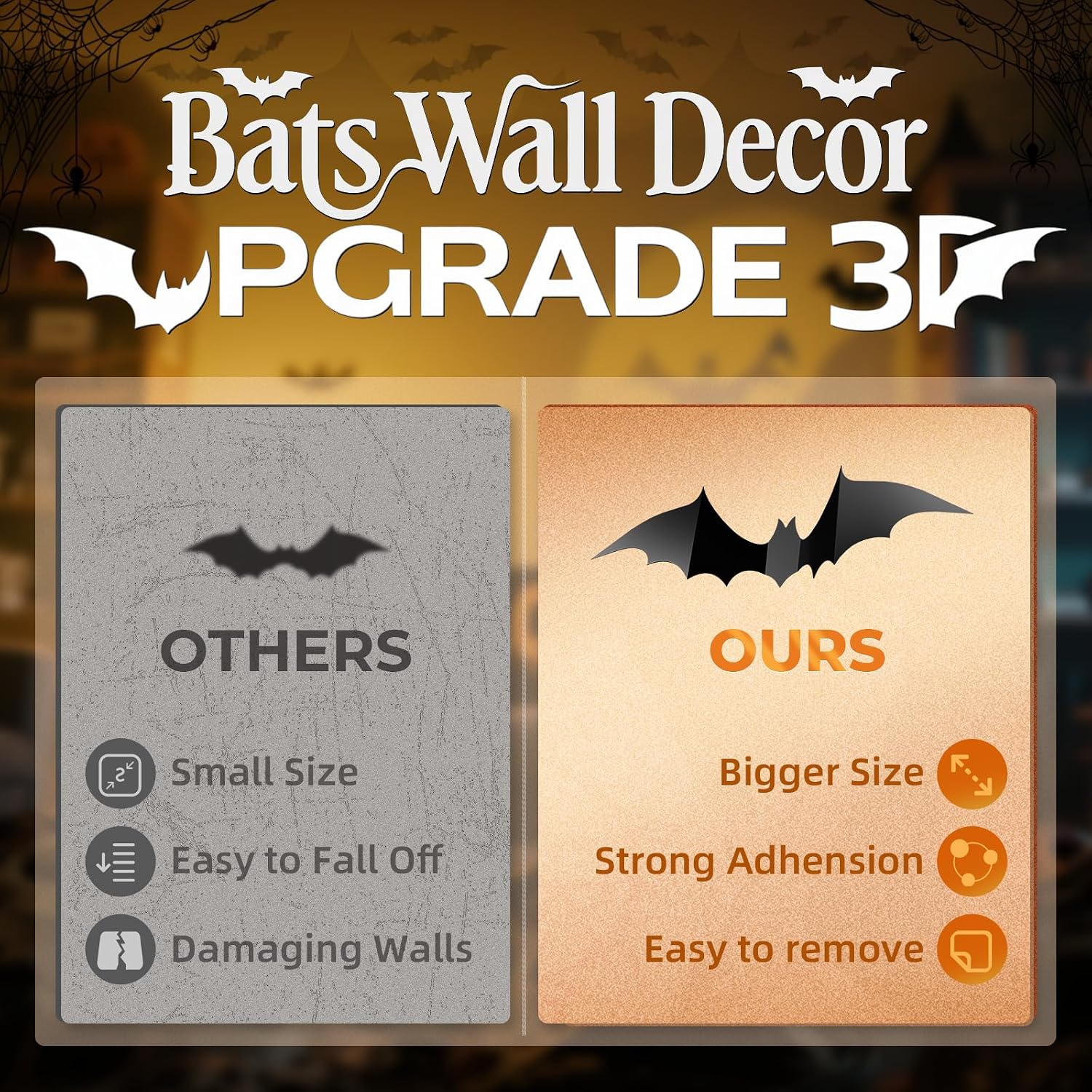 Cleangor 48Pcs Pink Bat Halloween Decor, Halloween Party Supplies Stickers — product image 6