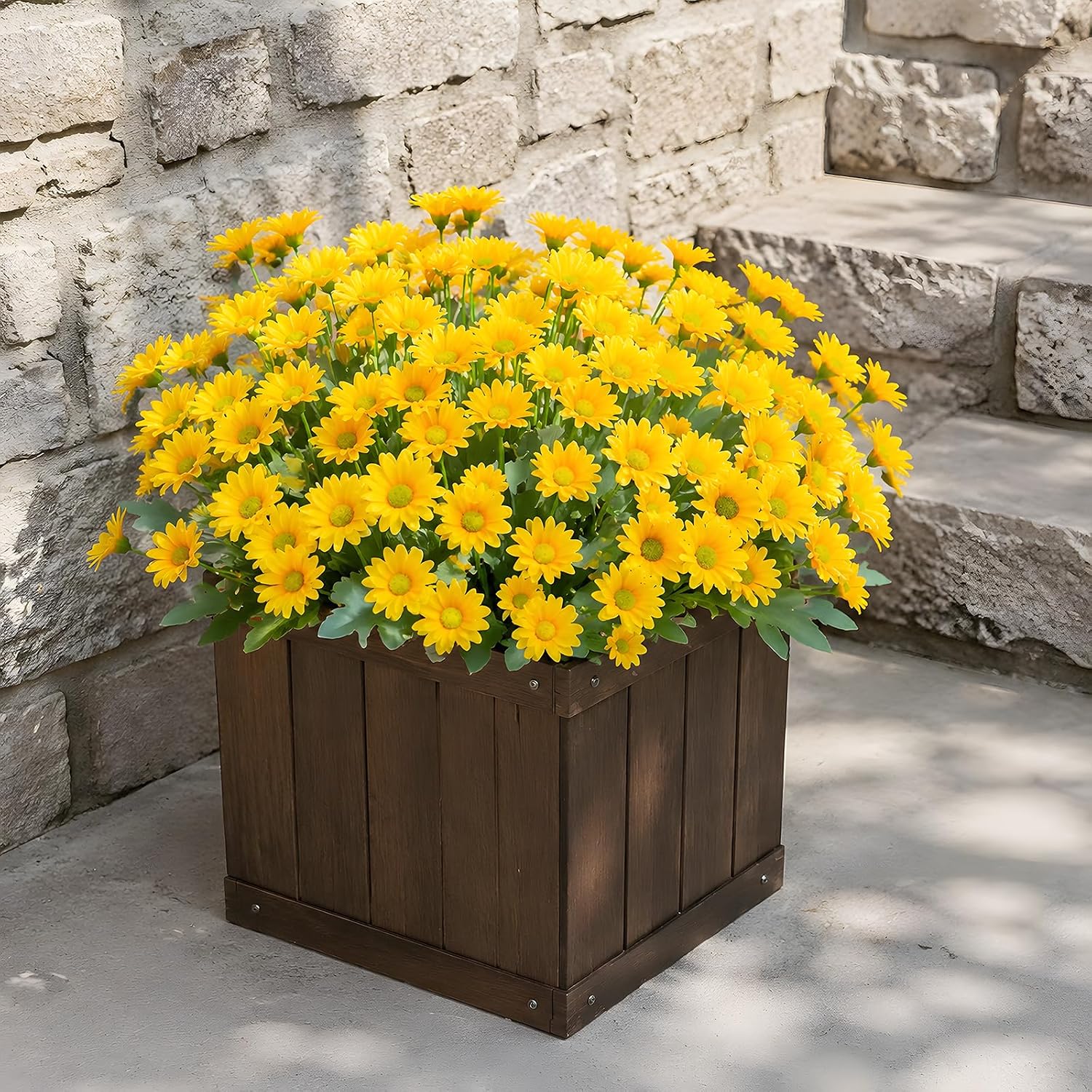 Cleangor 12 Pcs Daisy Artificial Flowers for Outdoors Decoration (Yellow) — product image 6