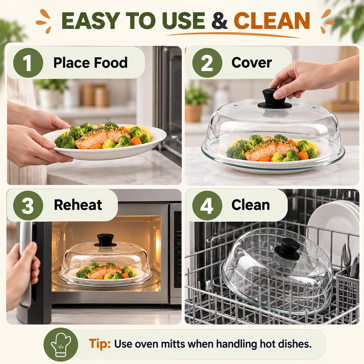 Glass Microwave Splatter Cover Set — 10.4 Inch