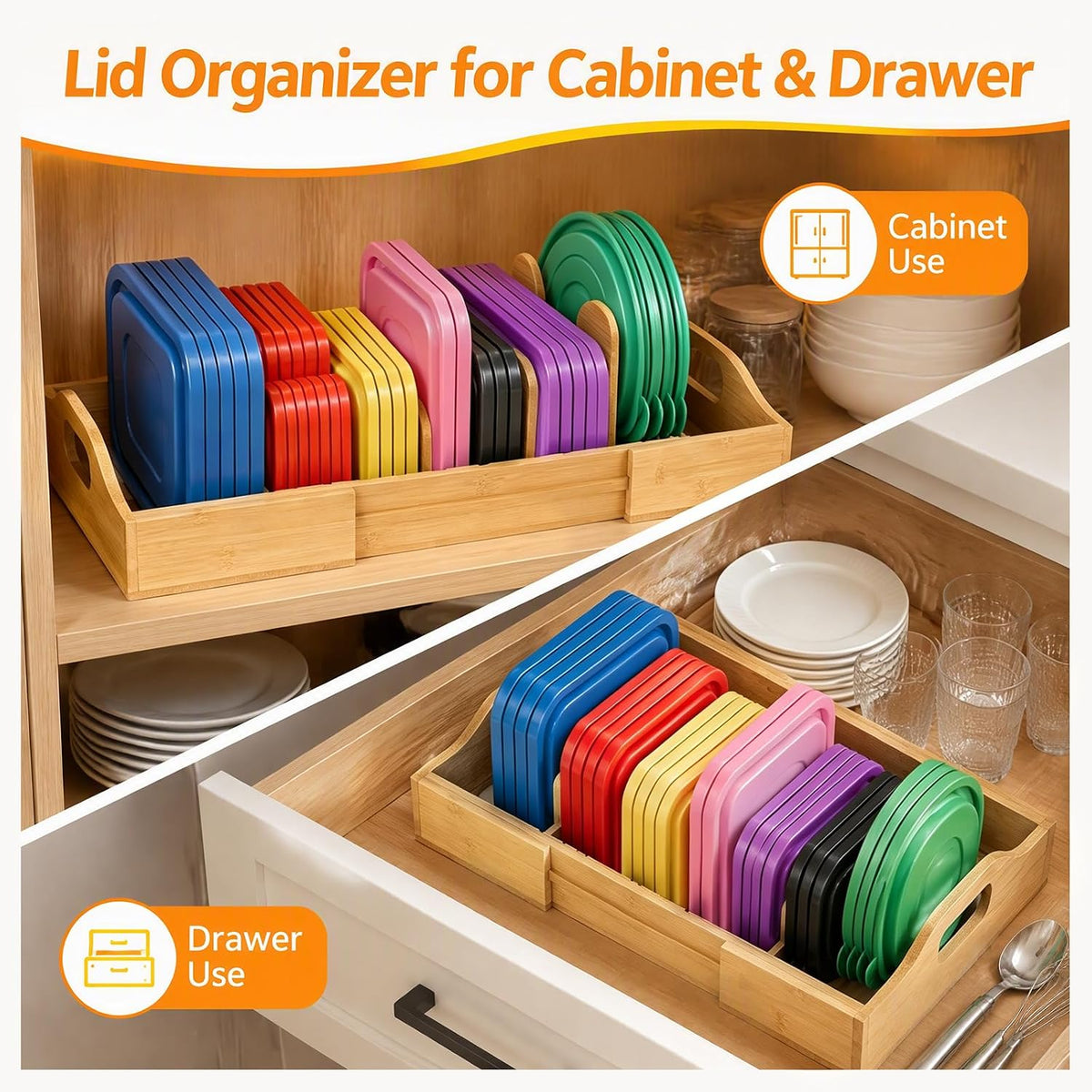Expandable Bamboo Lid Organizer · Product photo 5