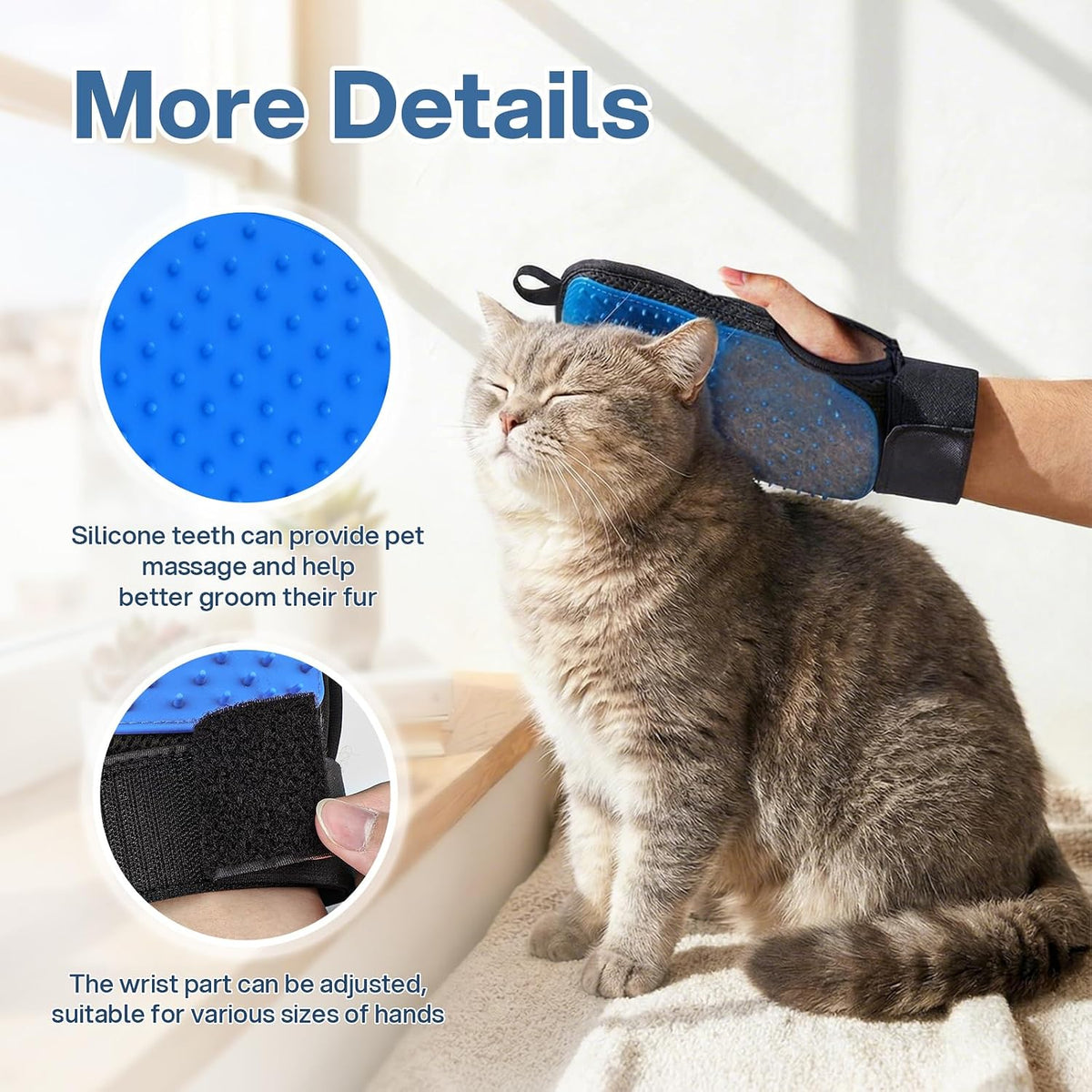 Cleangor 2 Pack Electrostatic Pet Hair Removal Grooming Gloves — product image 4