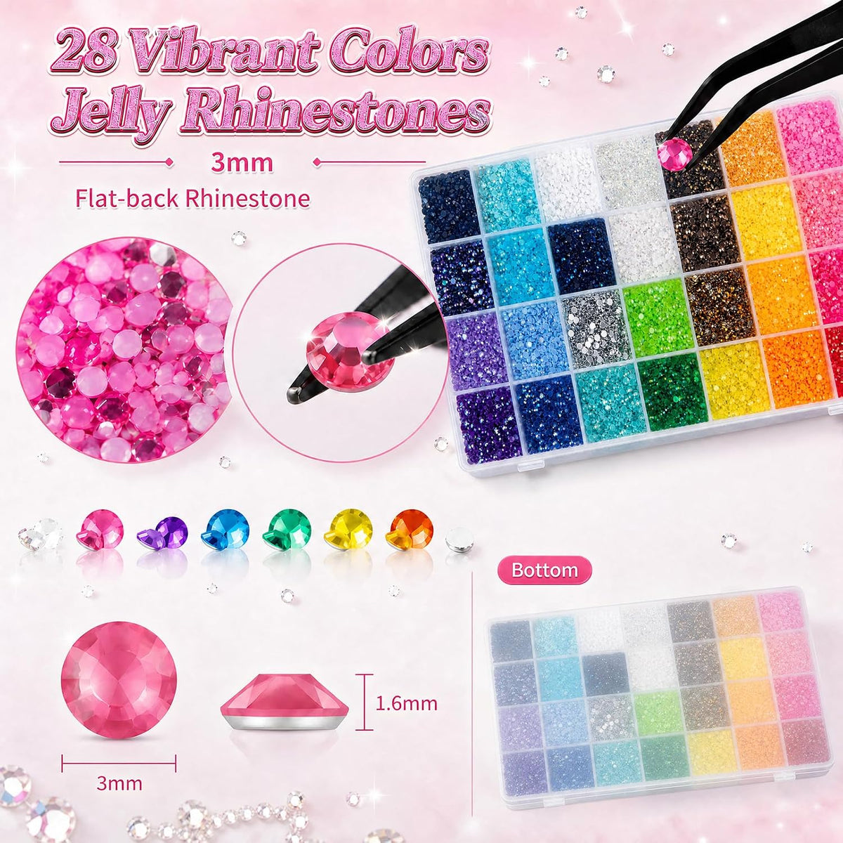 28-Color Jelly Rhinestones, 28,000-Pack · Product photo 4