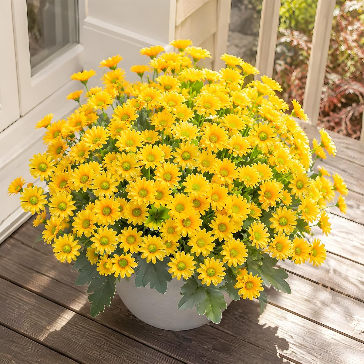 Cleangor 12 Pcs Daisy Artificial Flowers for Outdoors Decoration (Yellow)