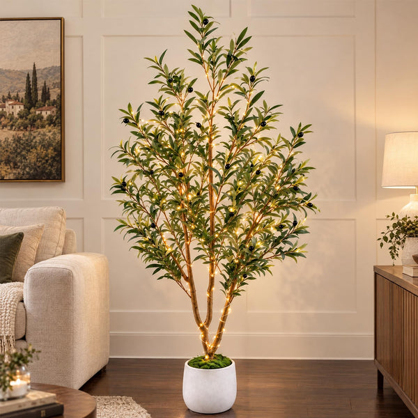 Artificial Olive Tree with Warm White Lights — 6 FT