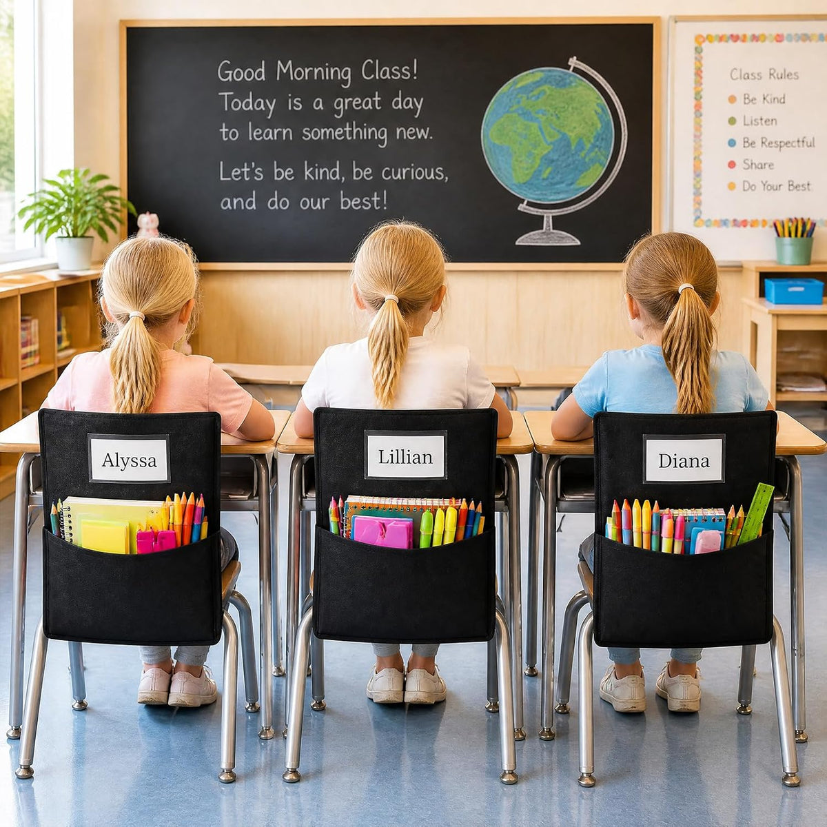 Cleangor 24 Pack Chair Pockets for Classroom, 20" x 17" Large Seat Sacks — product image 2