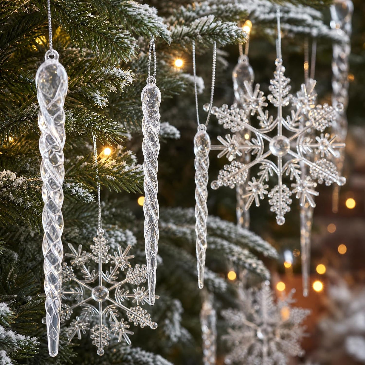 Clear Icicle & Snowflake Christmas Ornaments · Product photo 1