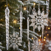 Clear Icicle & Snowflake Christmas Ornaments