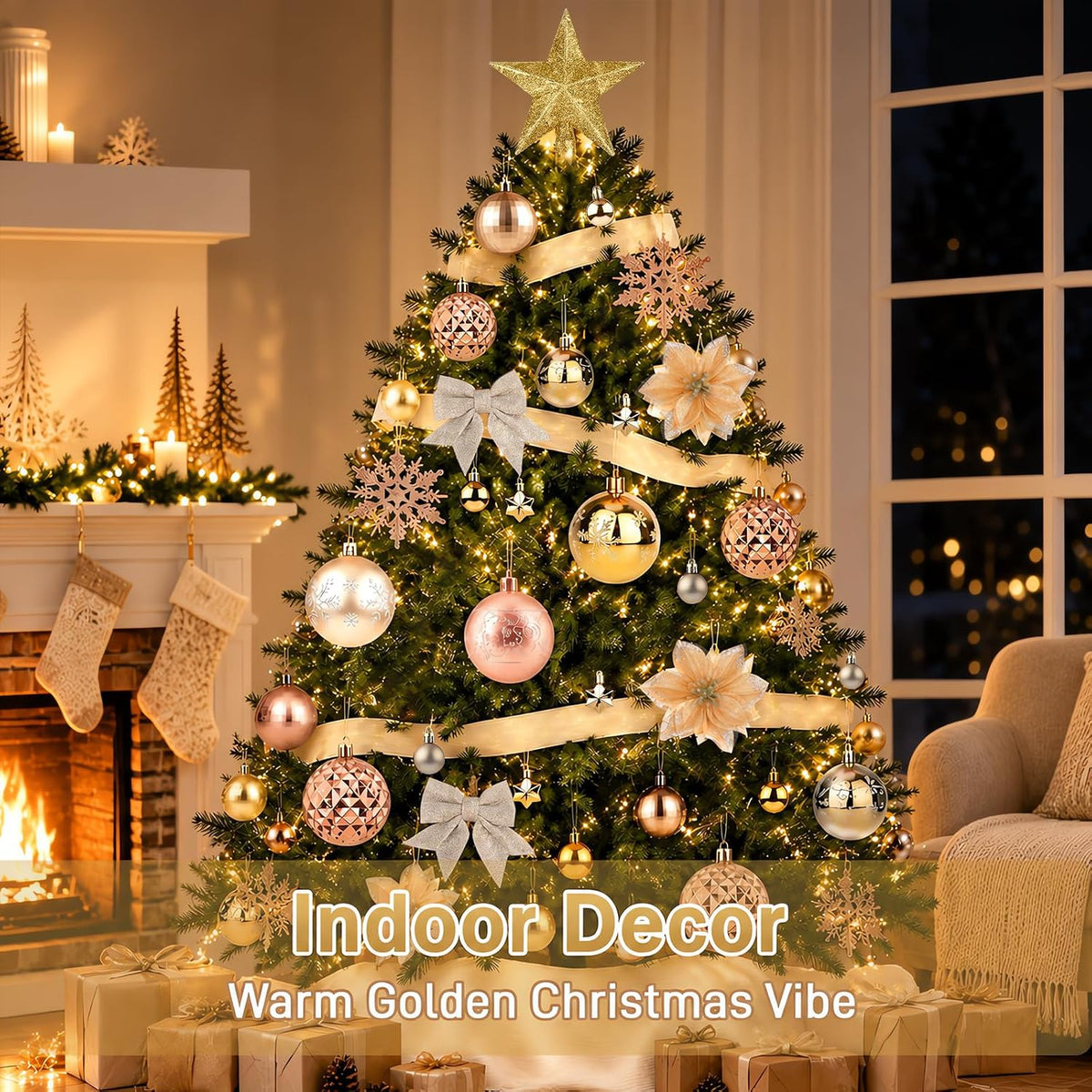 Champagne Gold Christmas Ornament Set (72-Piece) · Product photo 2