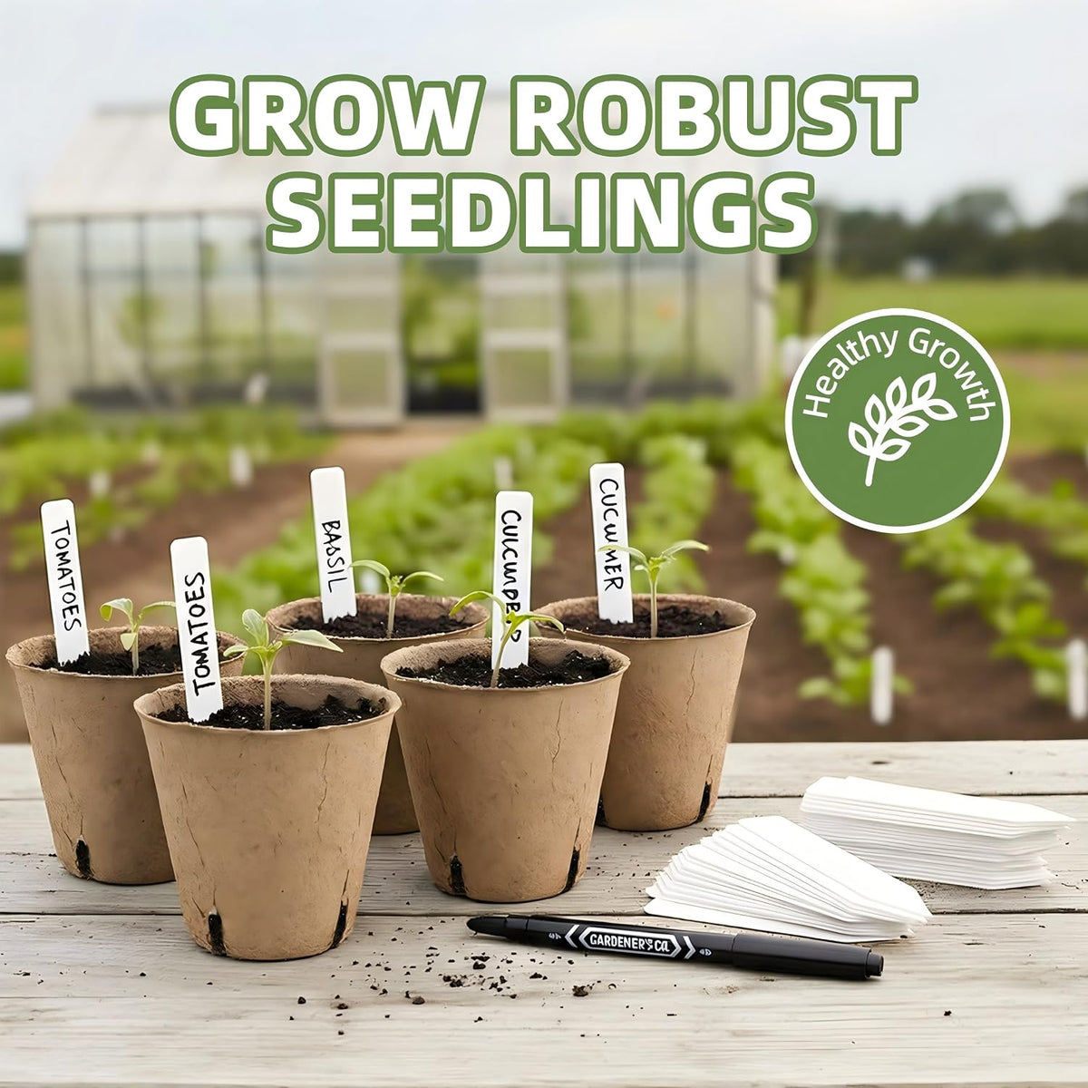 Cleangor 70Pcs Biodegradable 3.15” Peat Pots with 70Pcs Plant Labels — product image 3