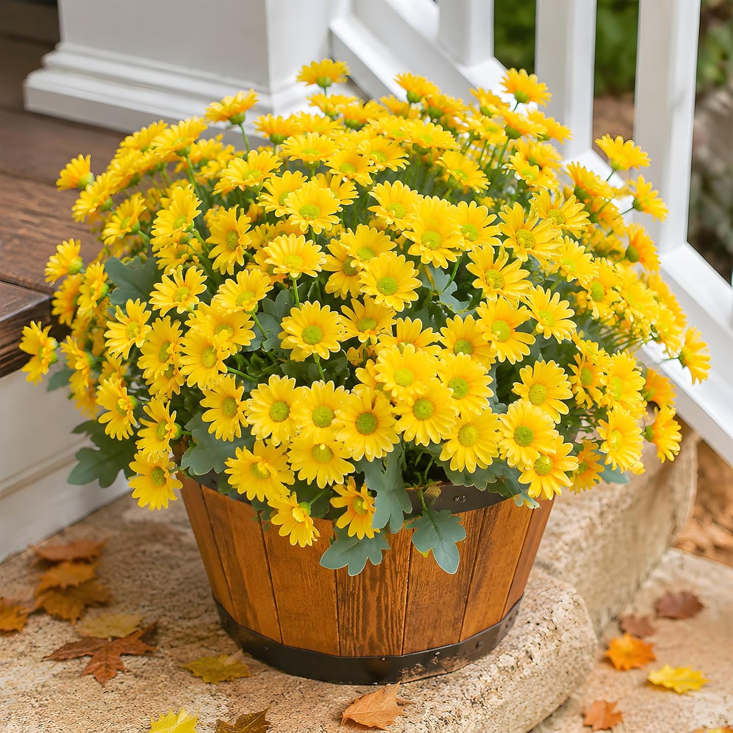 Cleangor 12 Pcs Daisy Artificial Flowers for Outdoors Decoration (Yellow) — product image 3