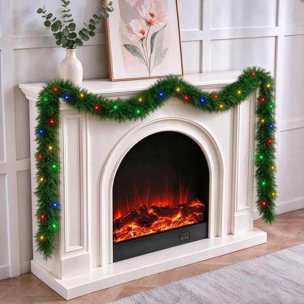 Pre-Lit Christmas Garland — 15 FT, 50 Multicolor LEDs
