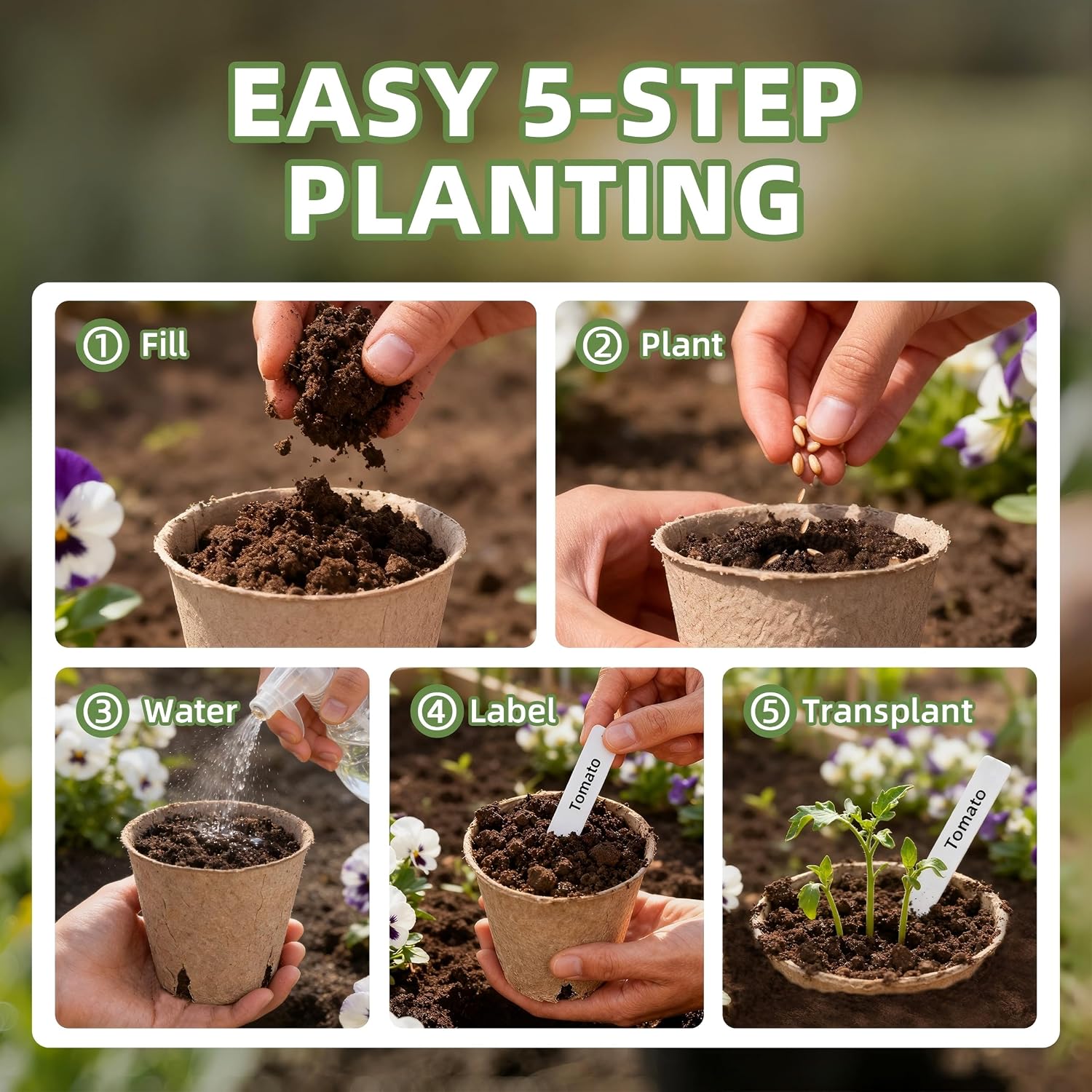 Cleangor 70Pcs Biodegradable 3.15” Peat Pots with 70Pcs Plant Labels — product image 4